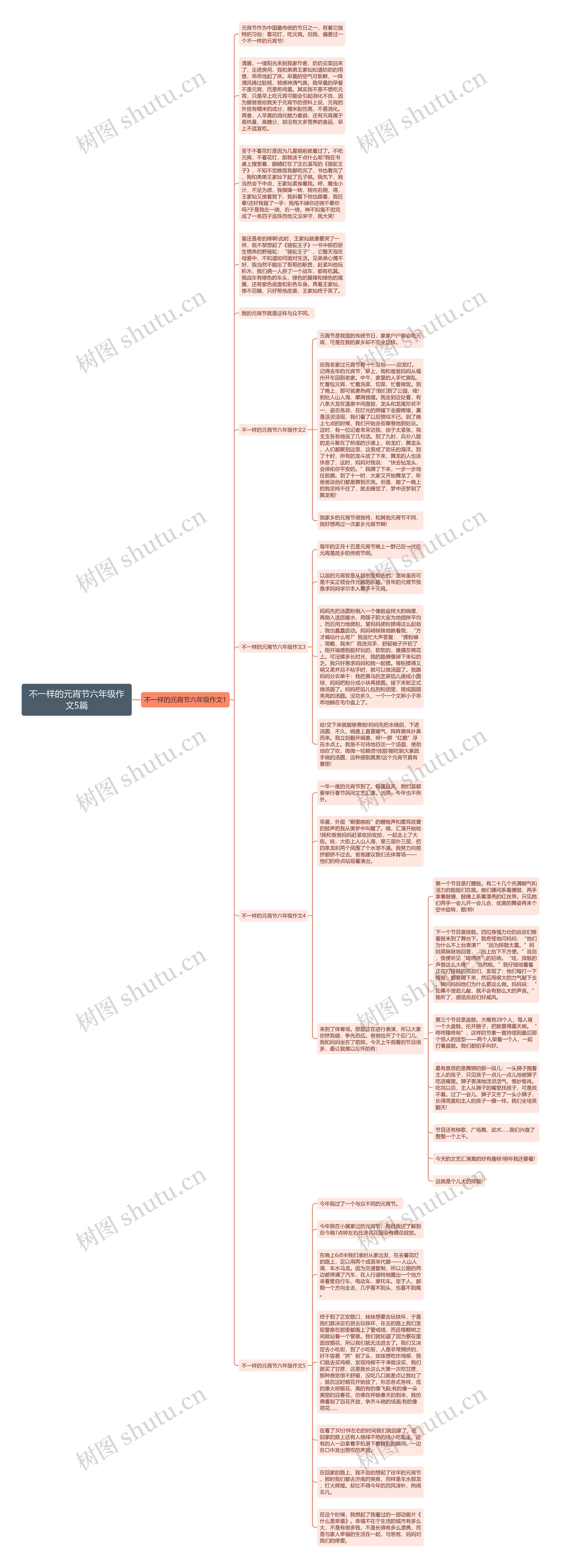 不一样的元宵节六年级作文5篇思维导图