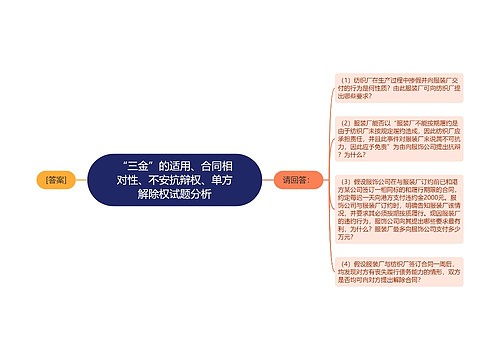 “三金”的适用、合同相对性、不安抗辩权、单方解除权试题分析