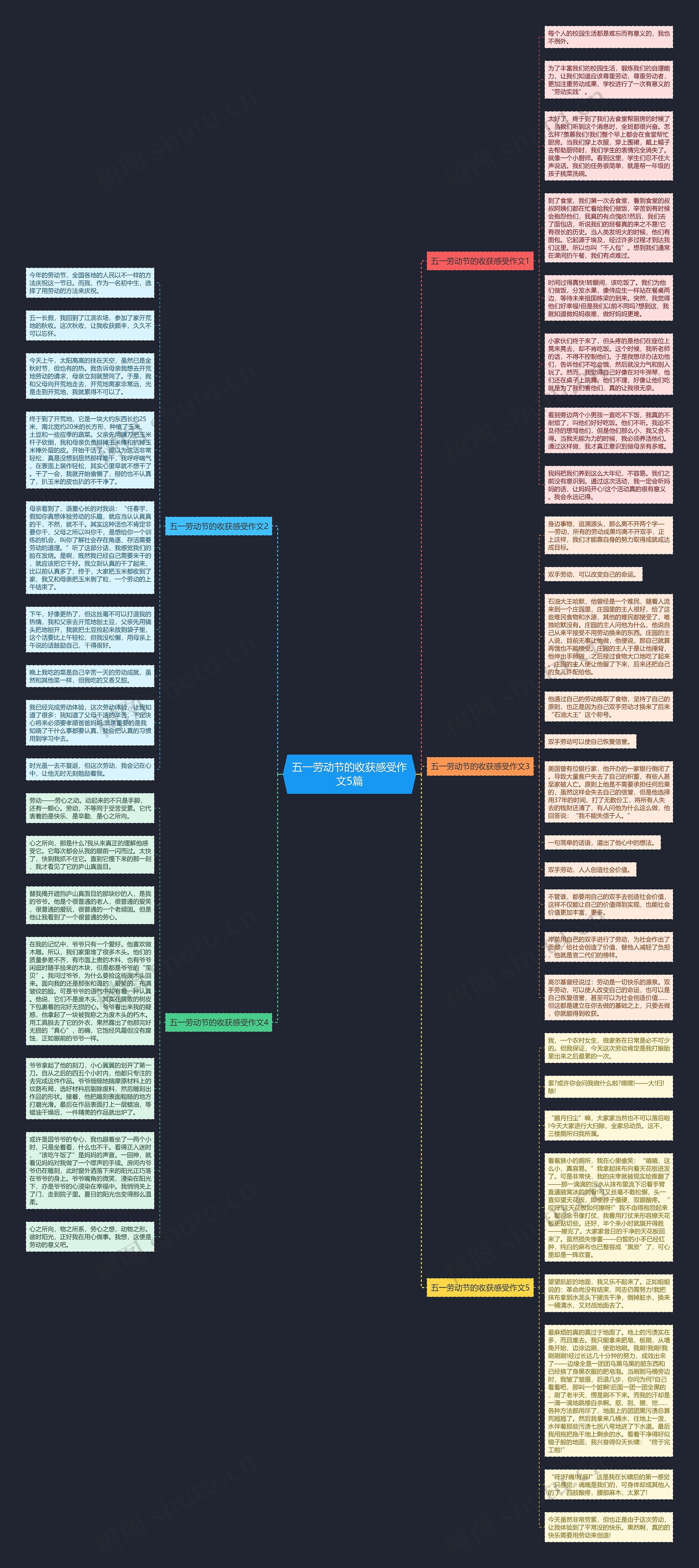 五一劳动节的收获感受作文5篇思维导图