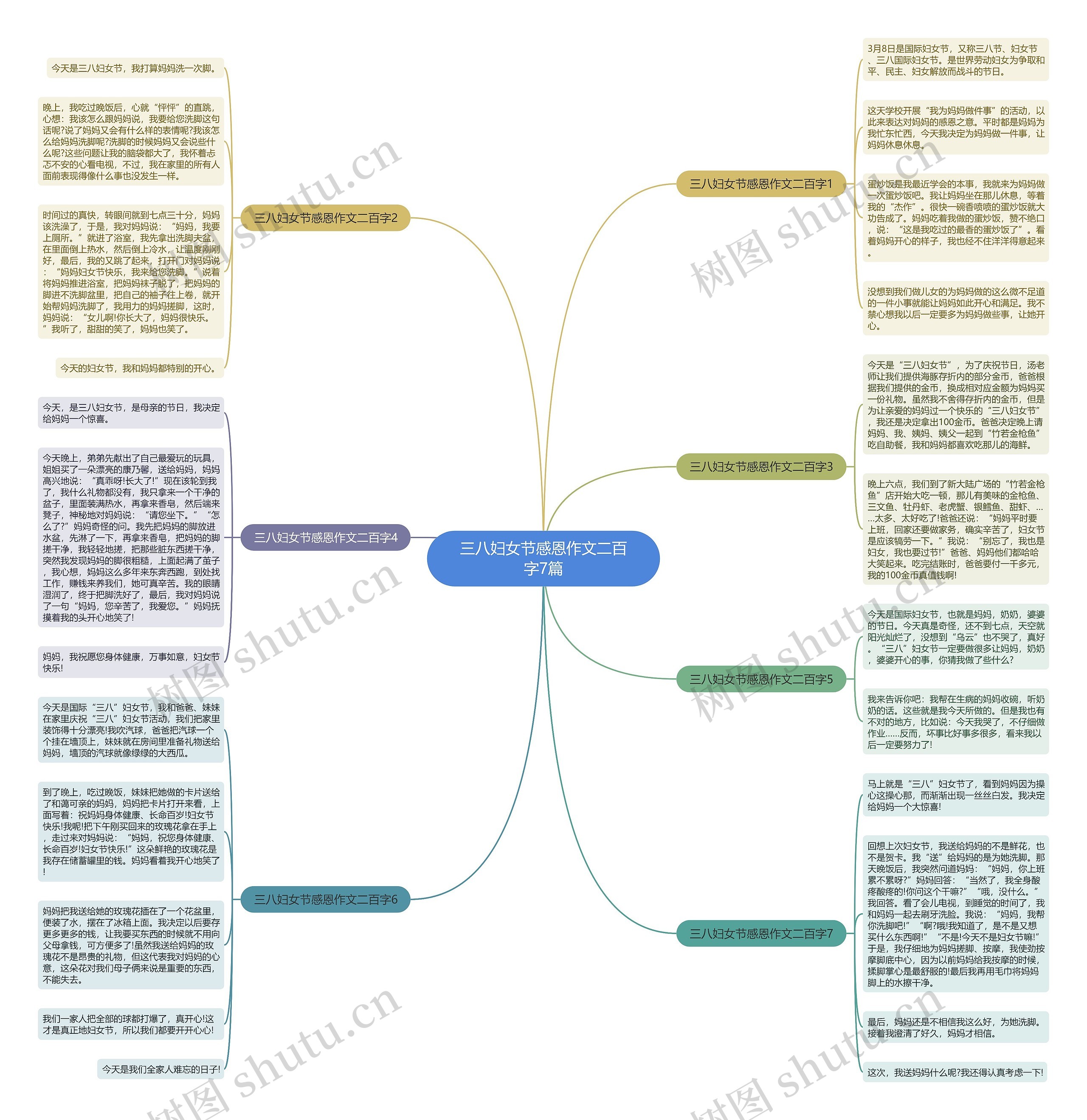 三八妇女节感恩作文二百字7篇思维导图