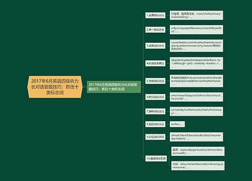 2017年6月英语四级听力长对话答题技巧：抓住十类标志词