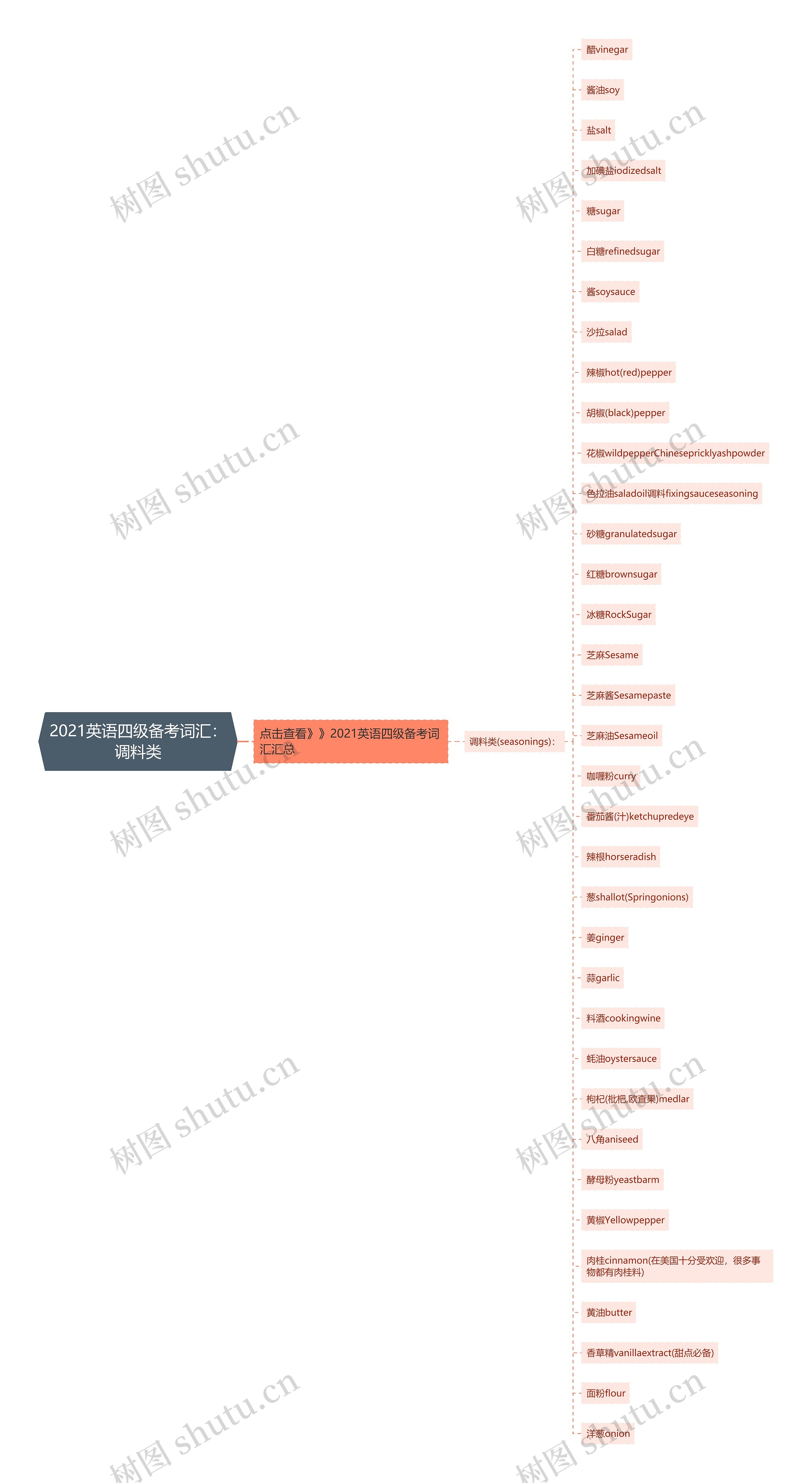 2021英语四级备考词汇：调料类思维导图