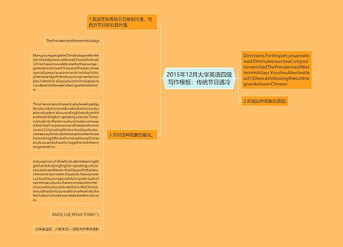 2015年12月大学英语四级写作模板：传统节日遇冷