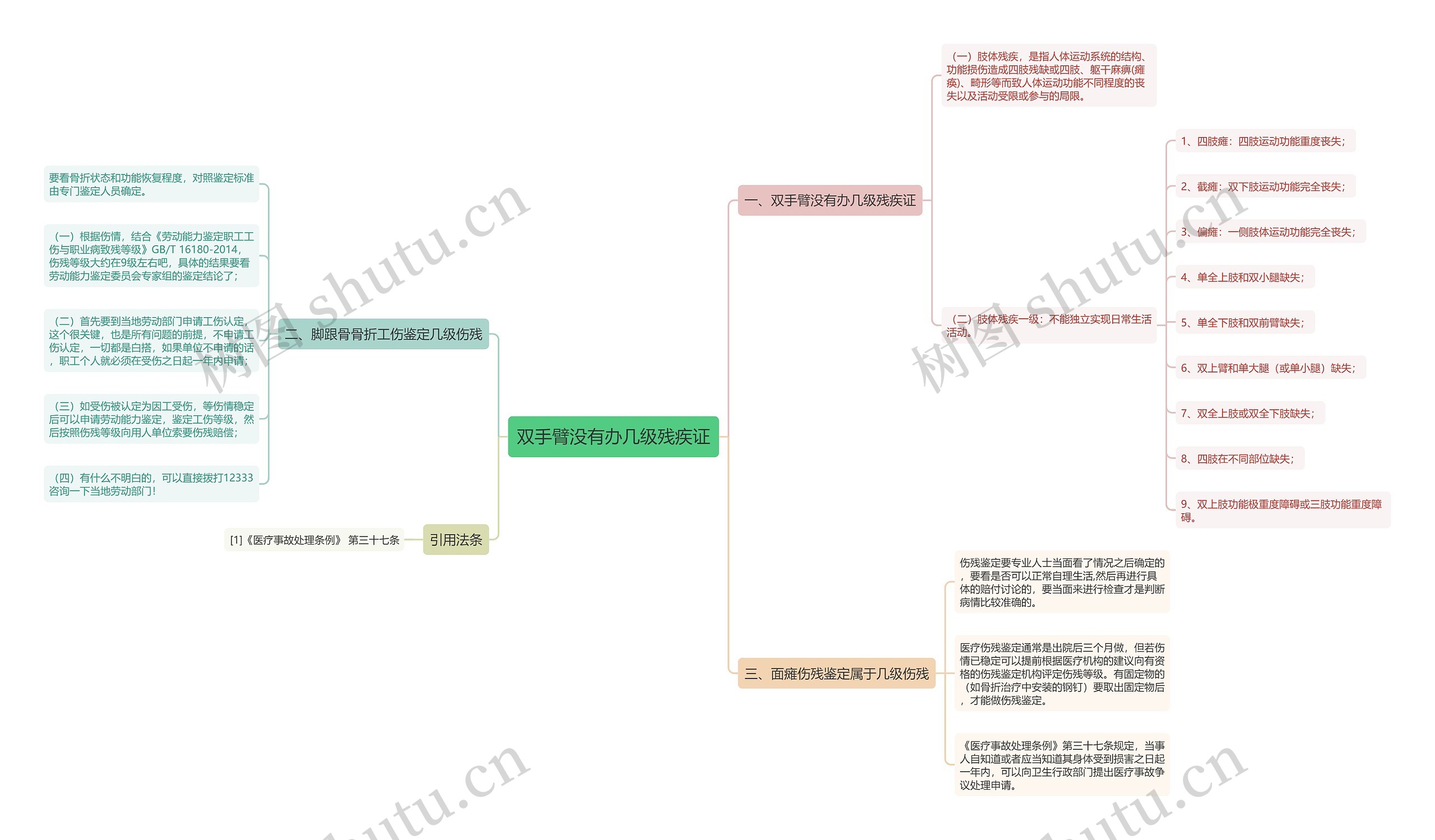 双手臂没有办几级残疾证思维导图