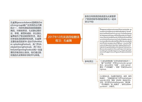 2017年12月英语四级翻译练习：孔雀舞