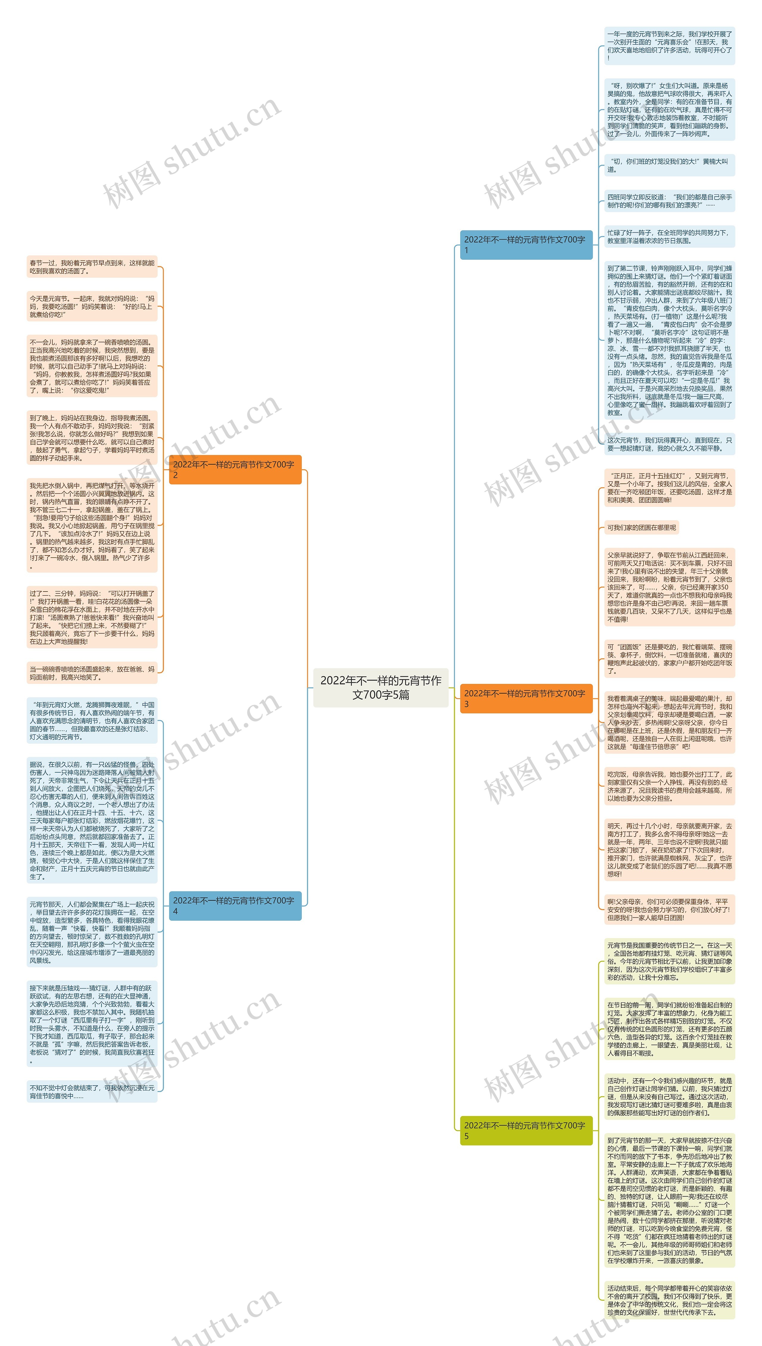2022年不一样的元宵节作文700字5篇思维导图