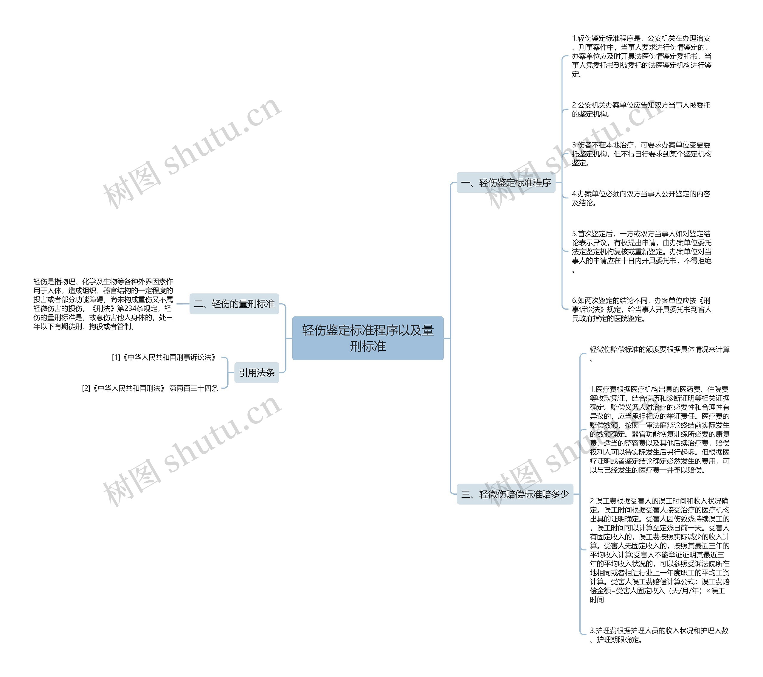 轻伤鉴定标准程序以及量刑标准思维导图