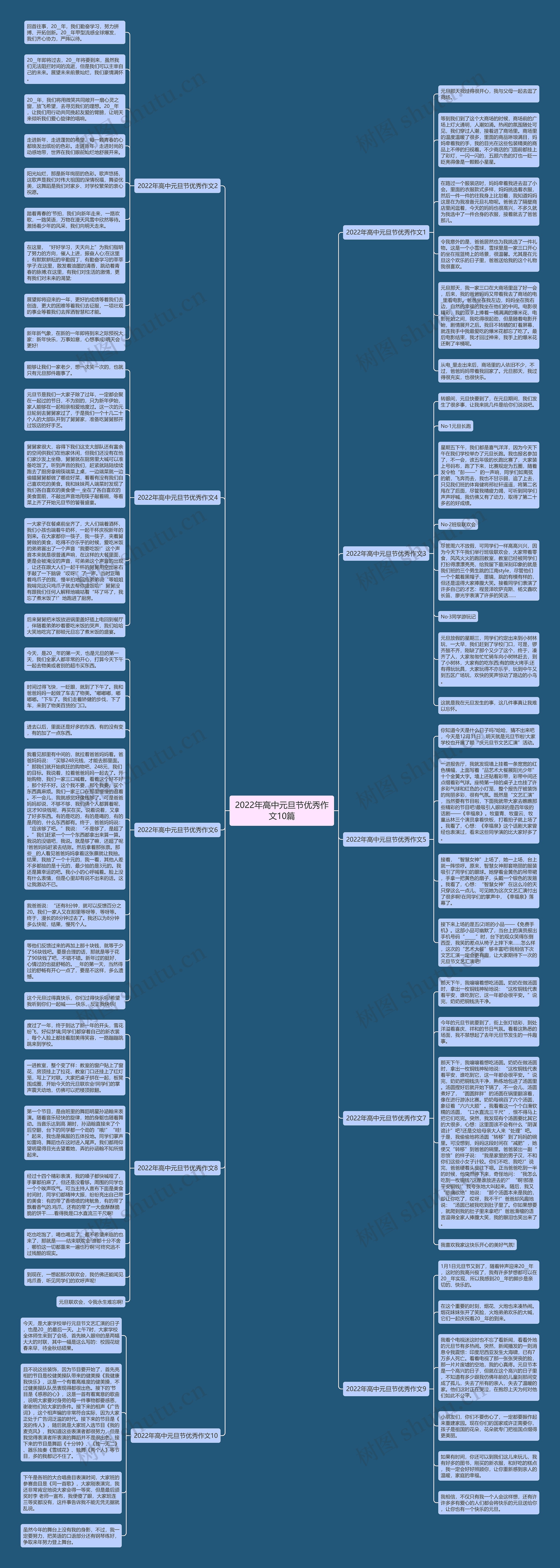 2022年高中元旦节优秀作文10篇思维导图