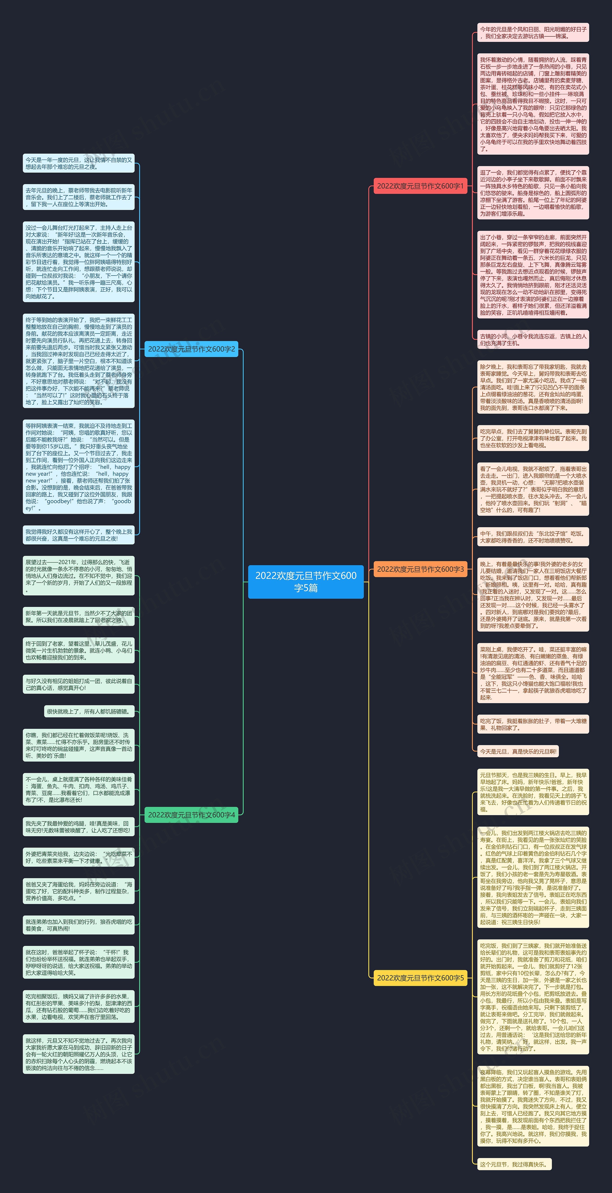 2022欢度元旦节作文600字5篇思维导图