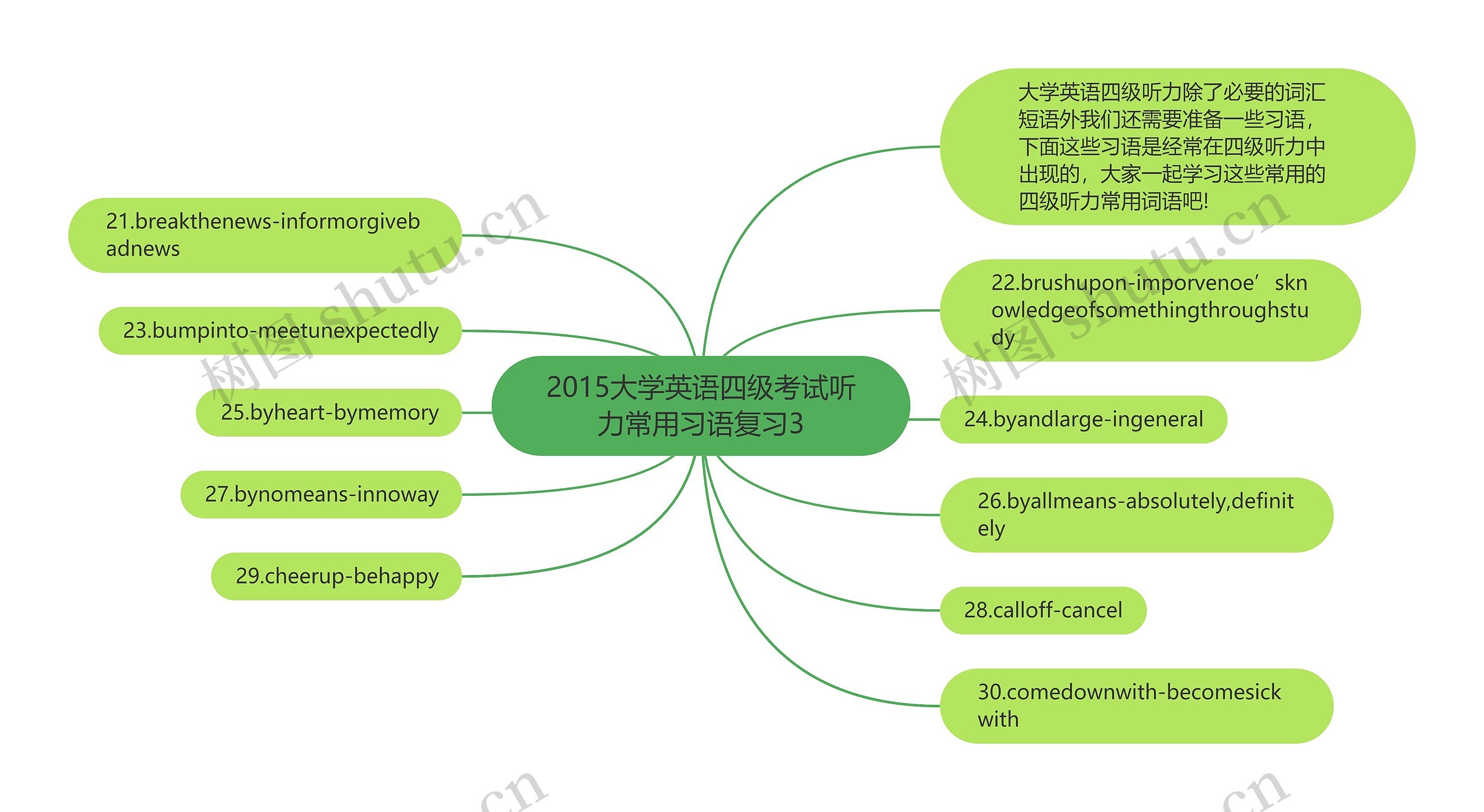 2015大学英语四级考试听力常用习语复习3思维导图