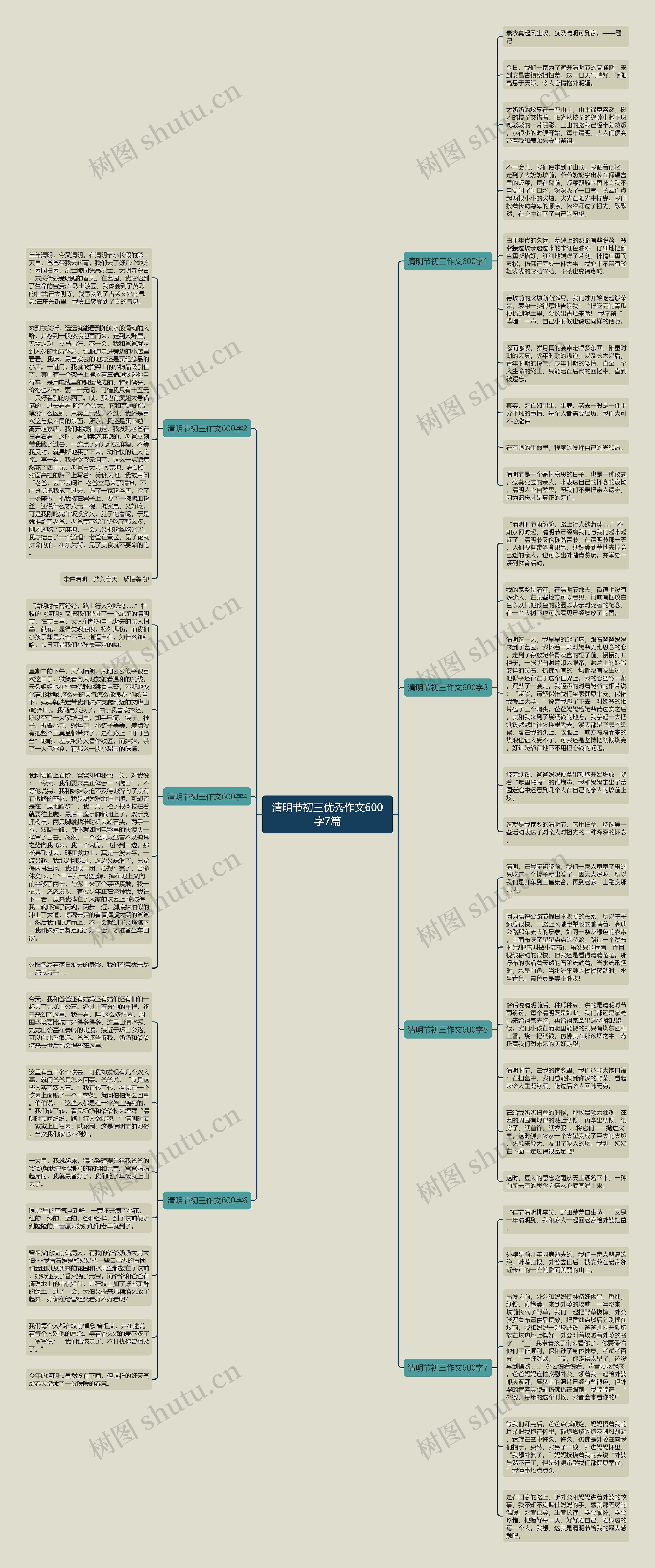 清明节初三优秀作文600字7篇思维导图