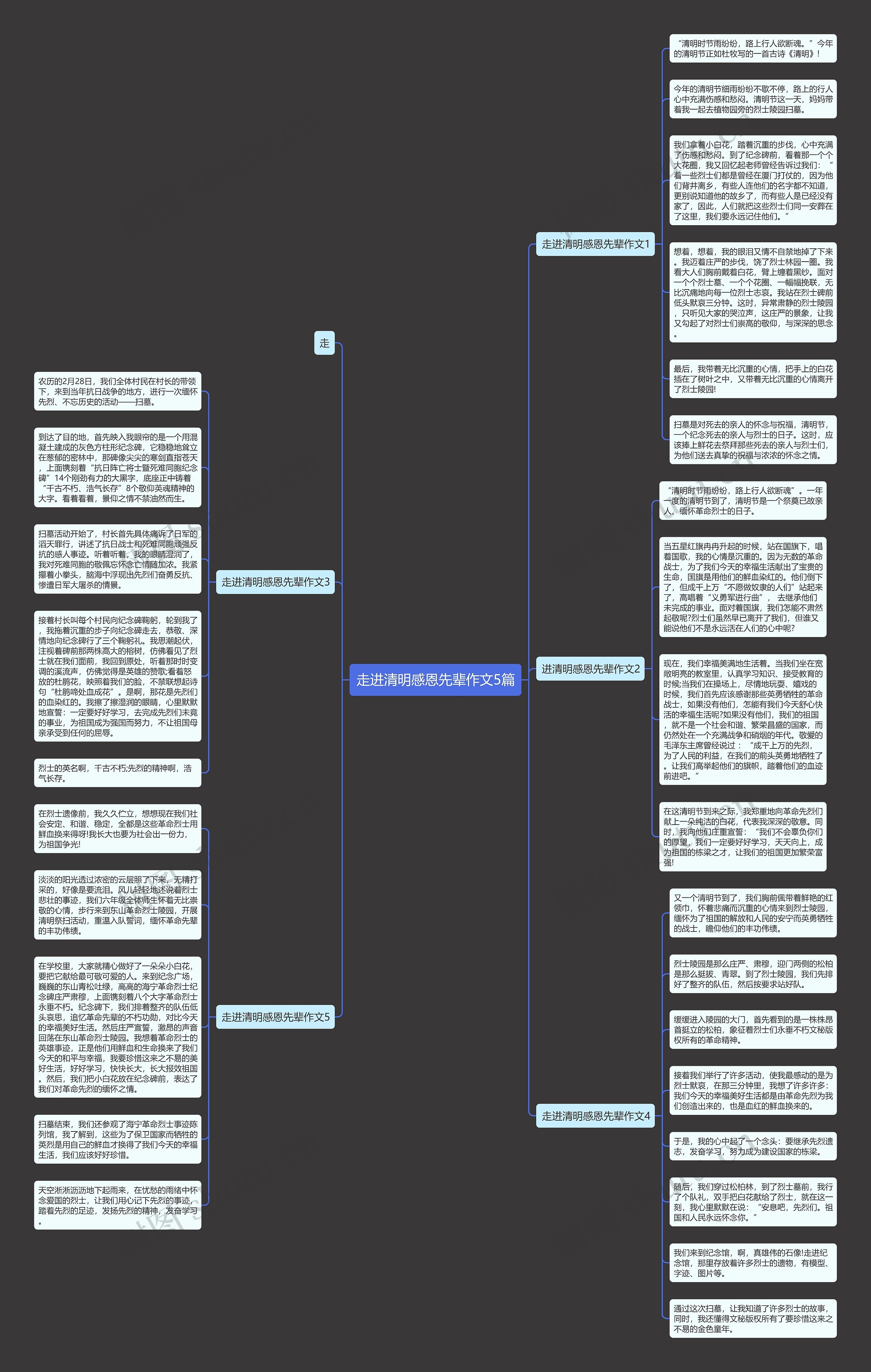 走进清明感恩先辈作文5篇思维导图