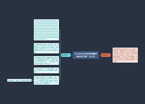 2016年6月英语四级翻译模拟练习题：竹文化