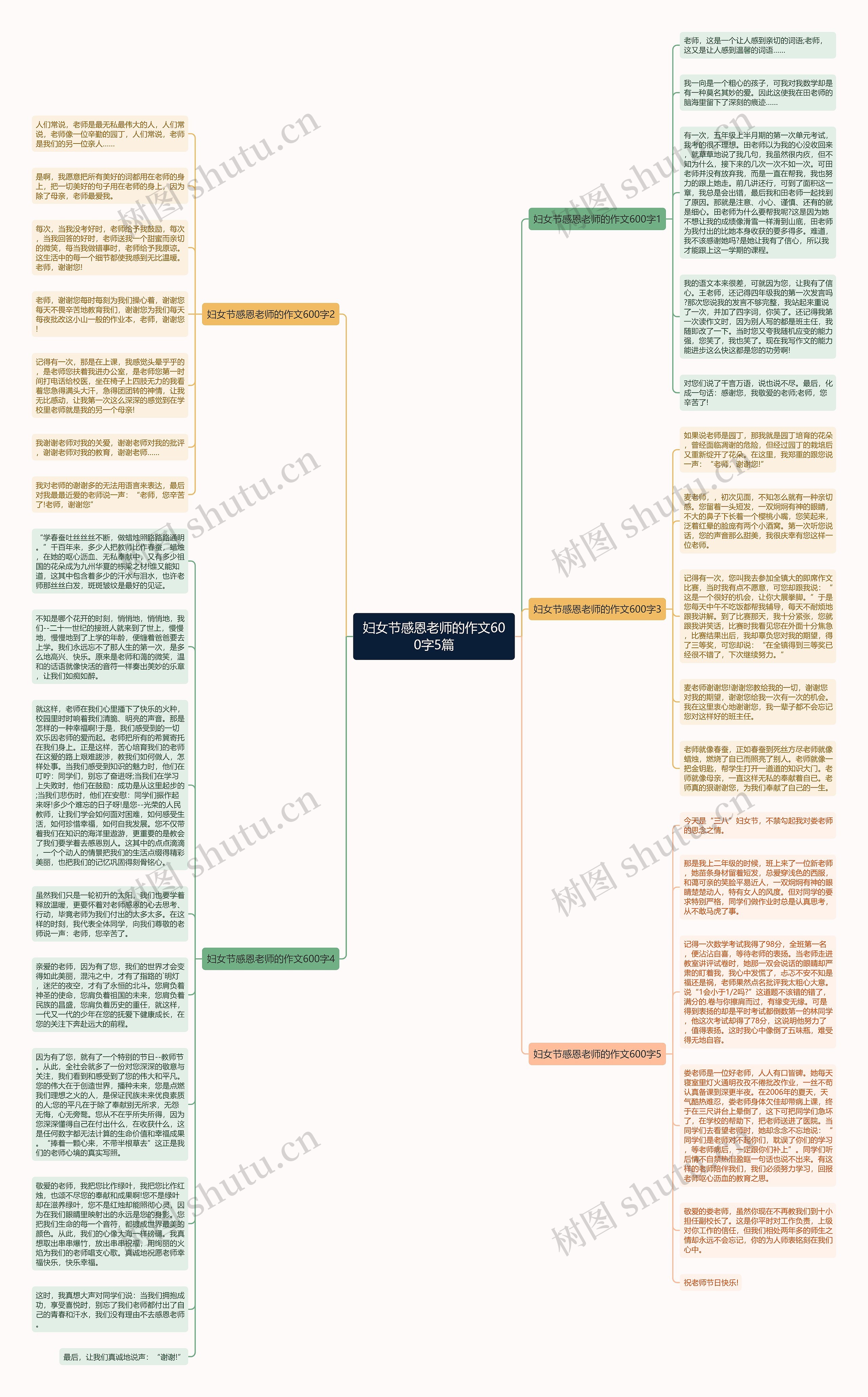 妇女节感恩老师的作文600字5篇思维导图