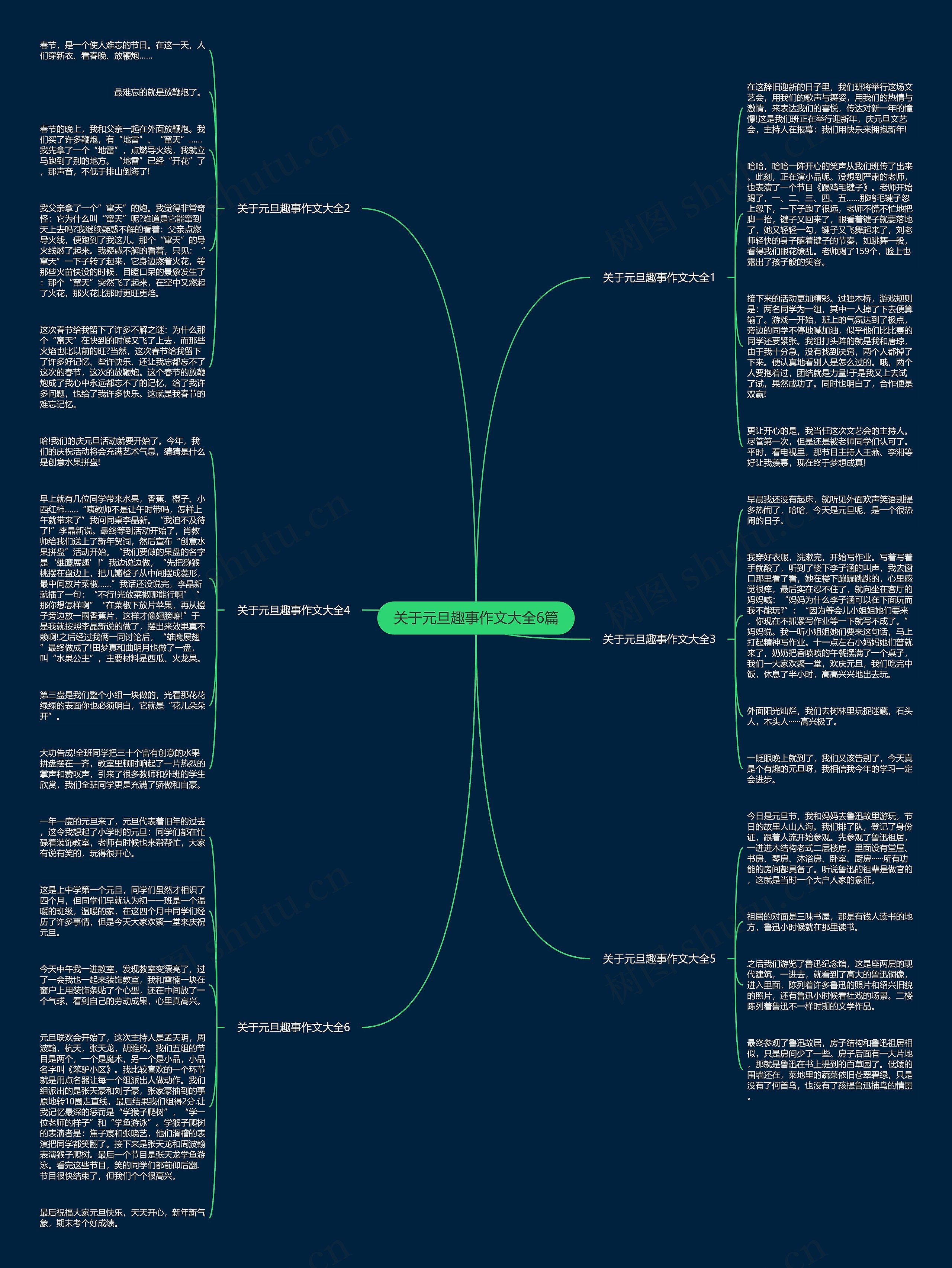 关于元旦趣事作文大全6篇思维导图