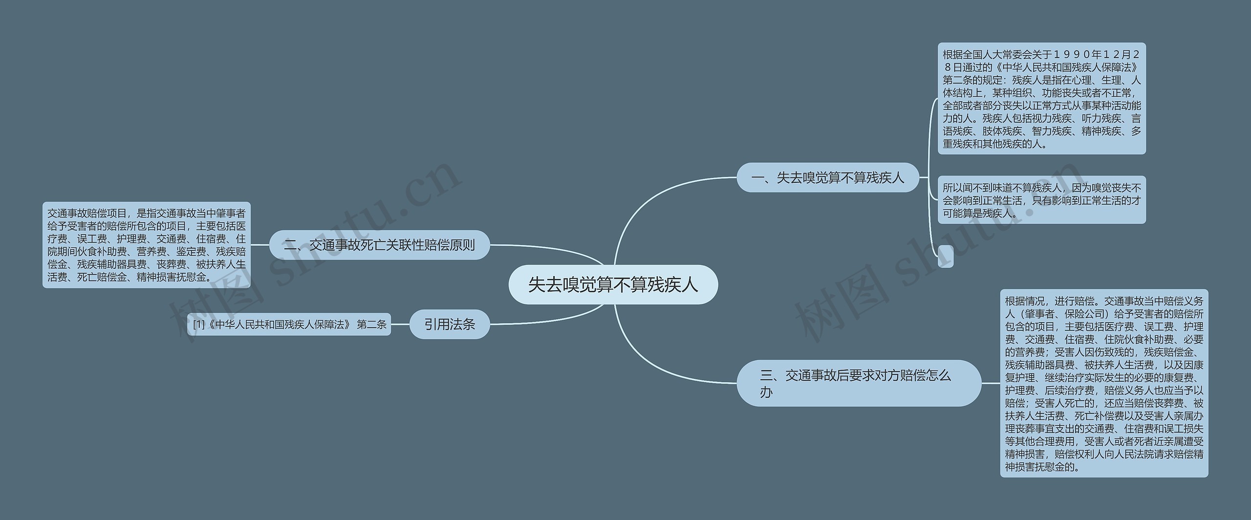 失去嗅觉算不算残疾人思维导图