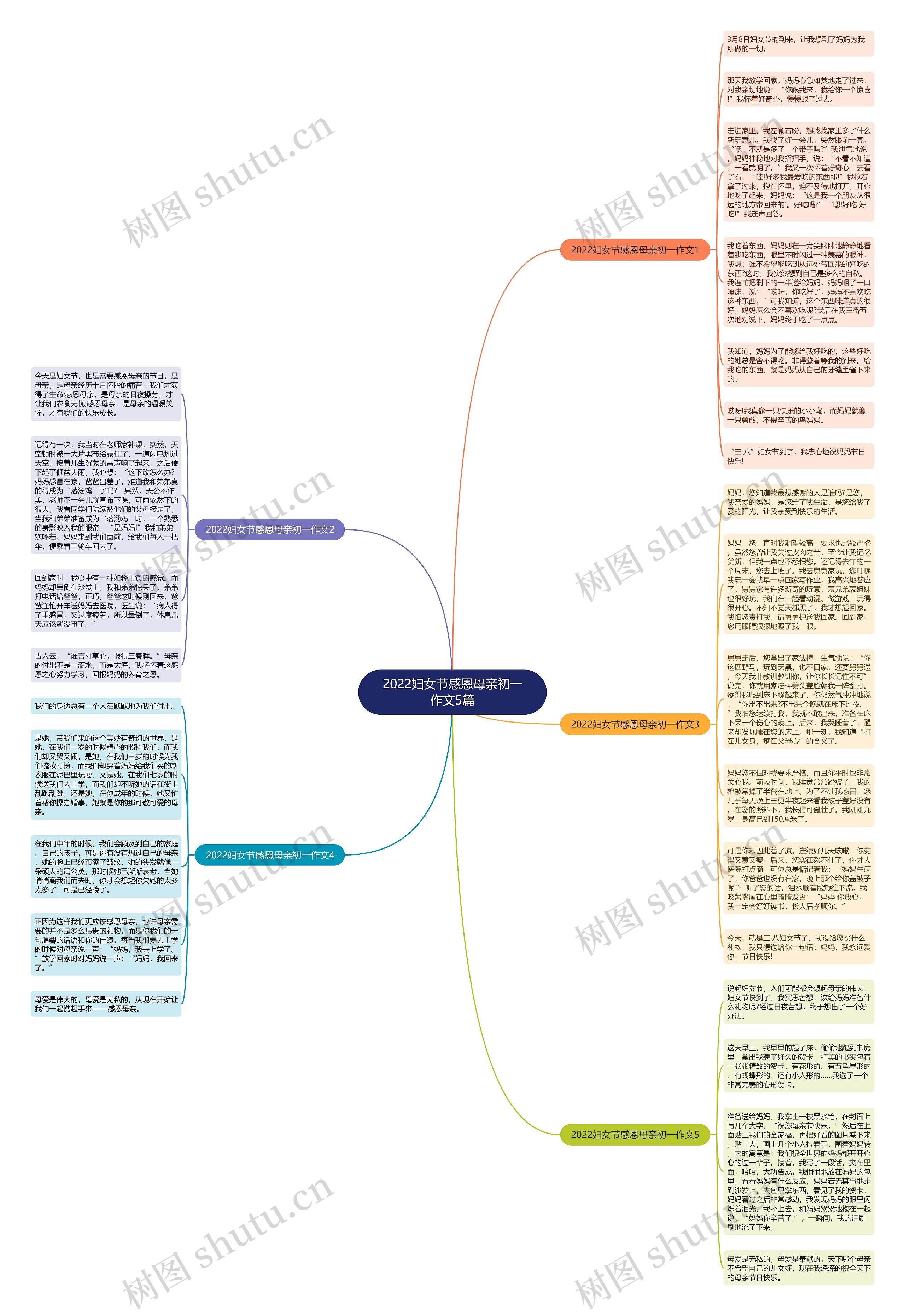 2022妇女节感恩母亲初一作文5篇思维导图