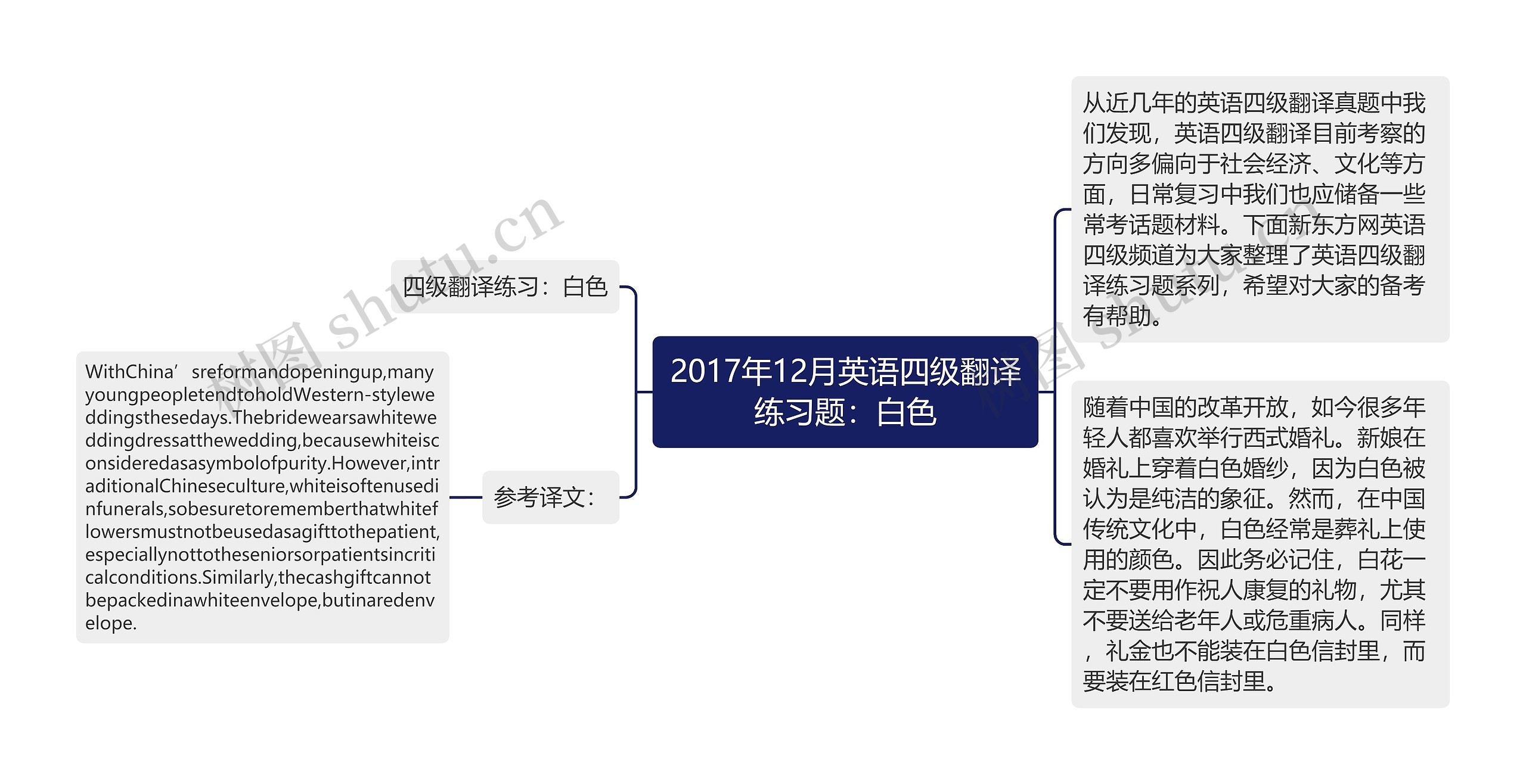 2017年12月英语四级翻译练习题：白色