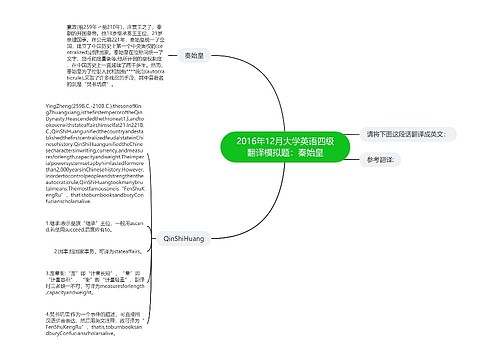 2016年12月大学英语四级翻译模拟题：秦始皇