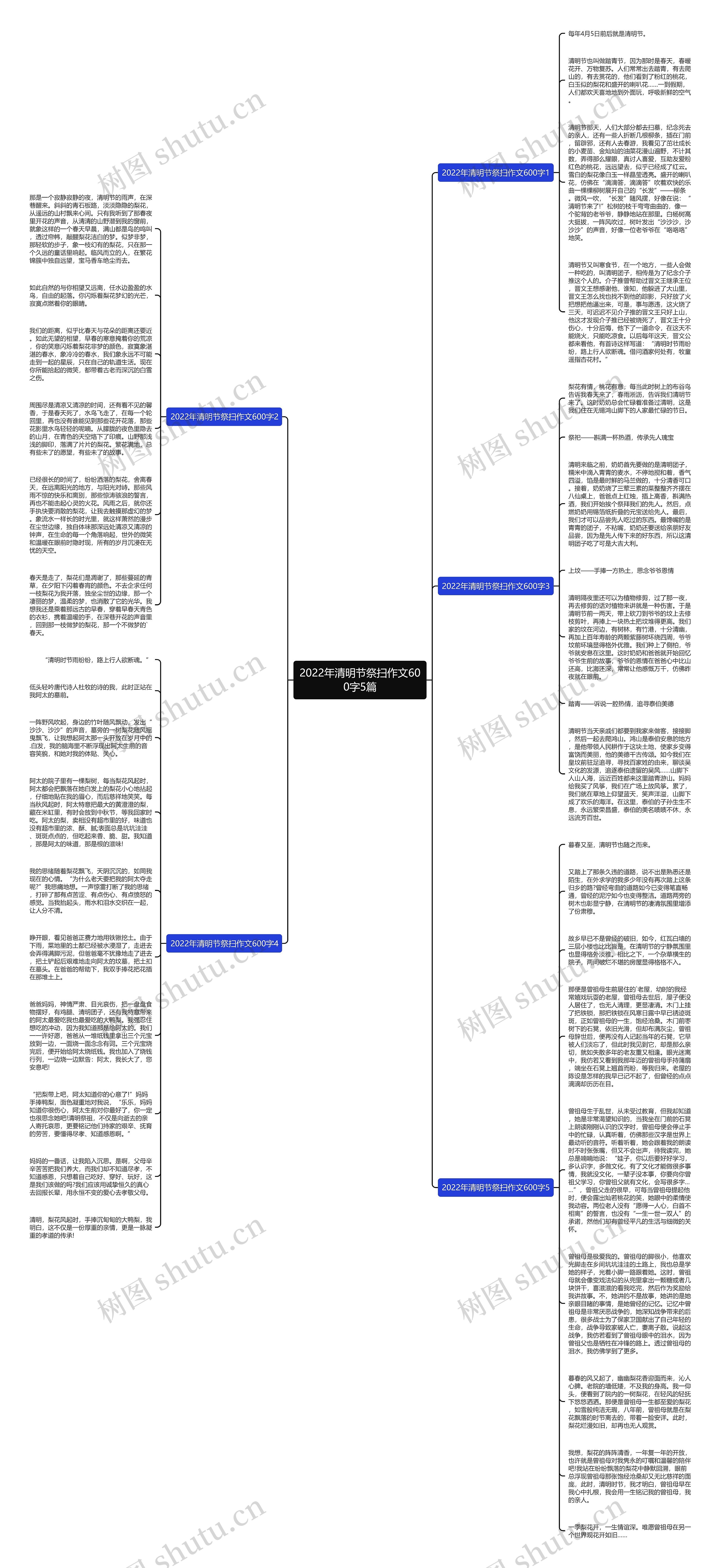 2022年清明节祭扫作文600字5篇思维导图