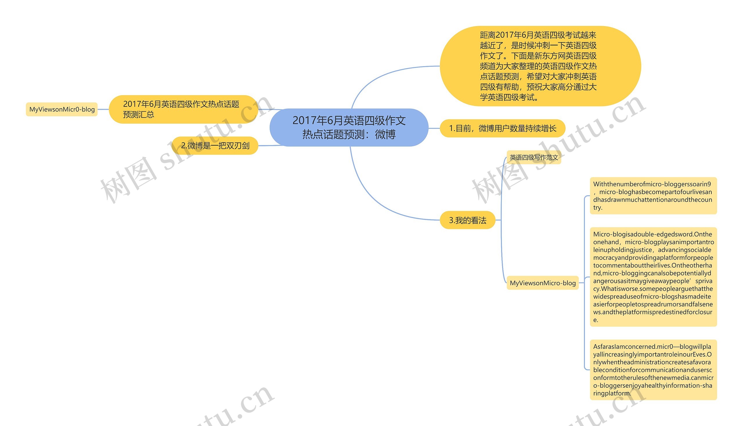 2017年6月英语四级作文热点话题预测：微博思维导图