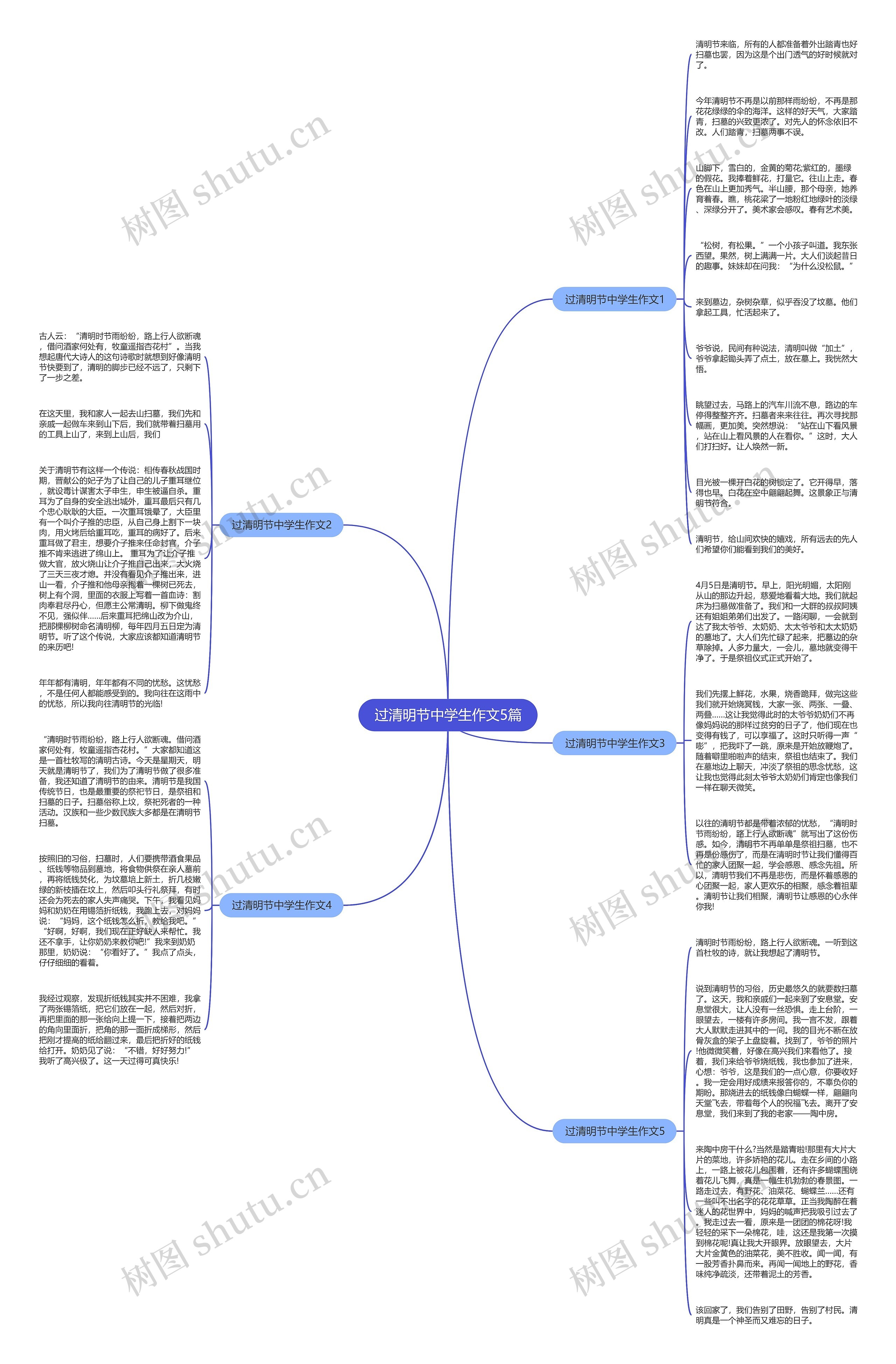 过清明节中学生作文5篇思维导图