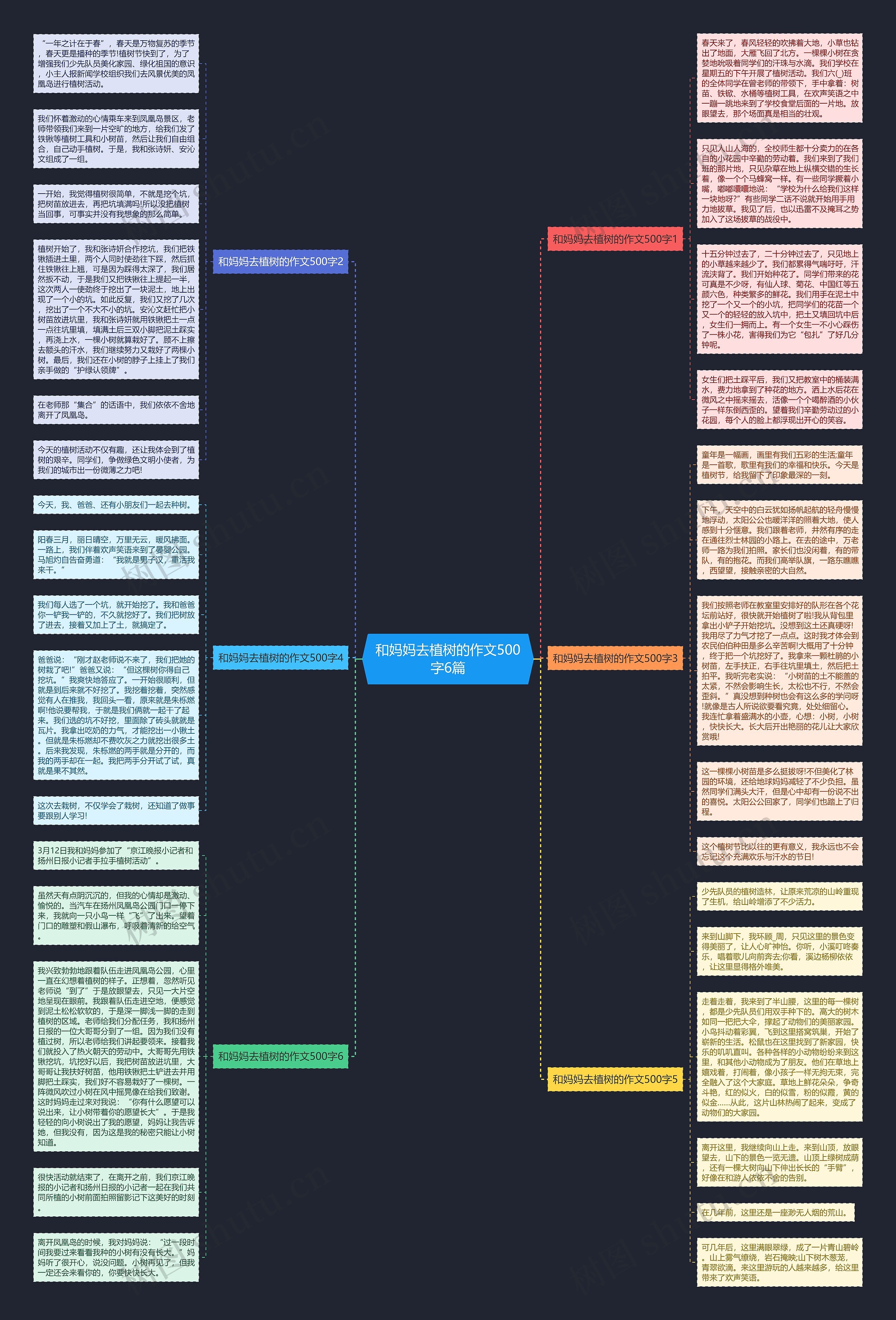 和妈妈去植树的作文500字6篇思维导图