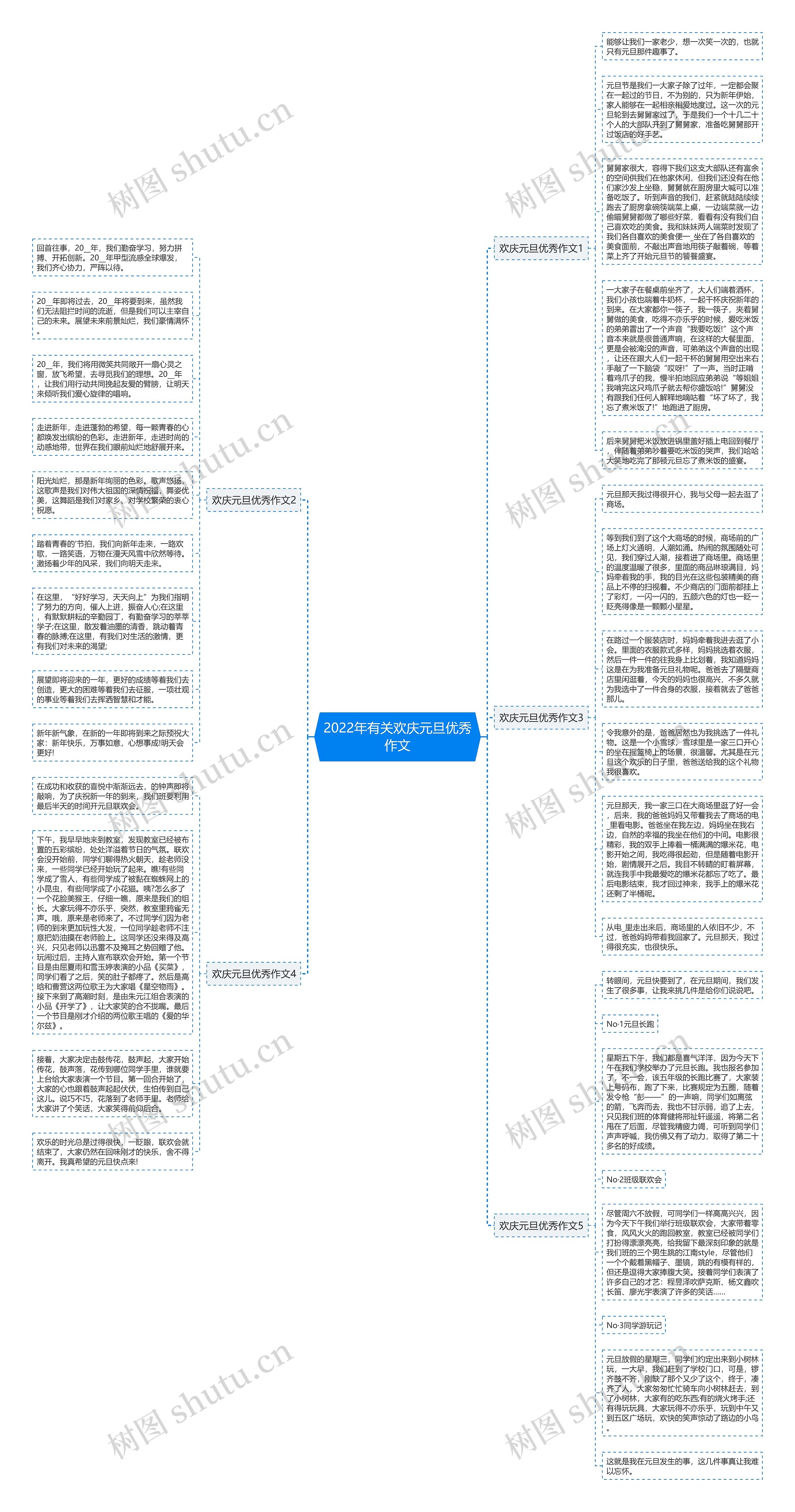 2022年有关欢庆元旦优秀作文思维导图