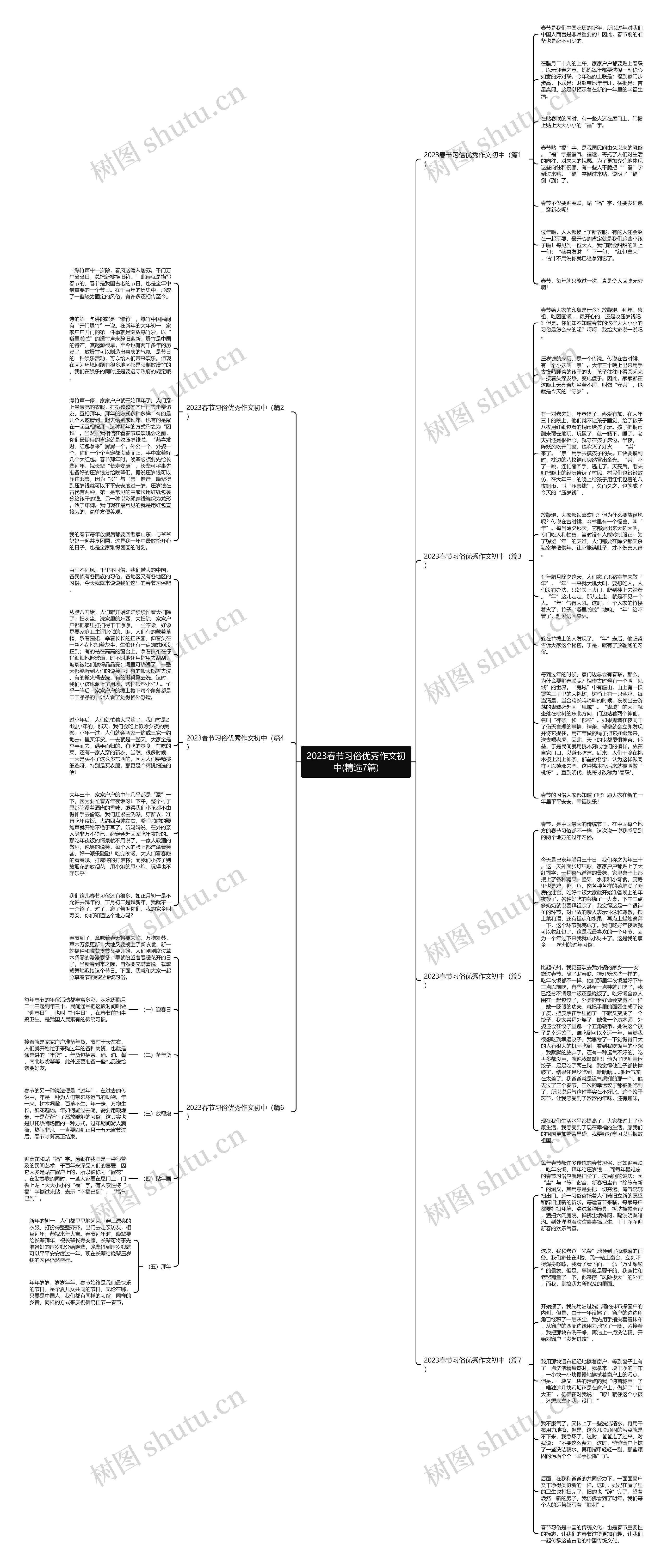 2023春节习俗优秀作文初中(精选7篇)思维导图