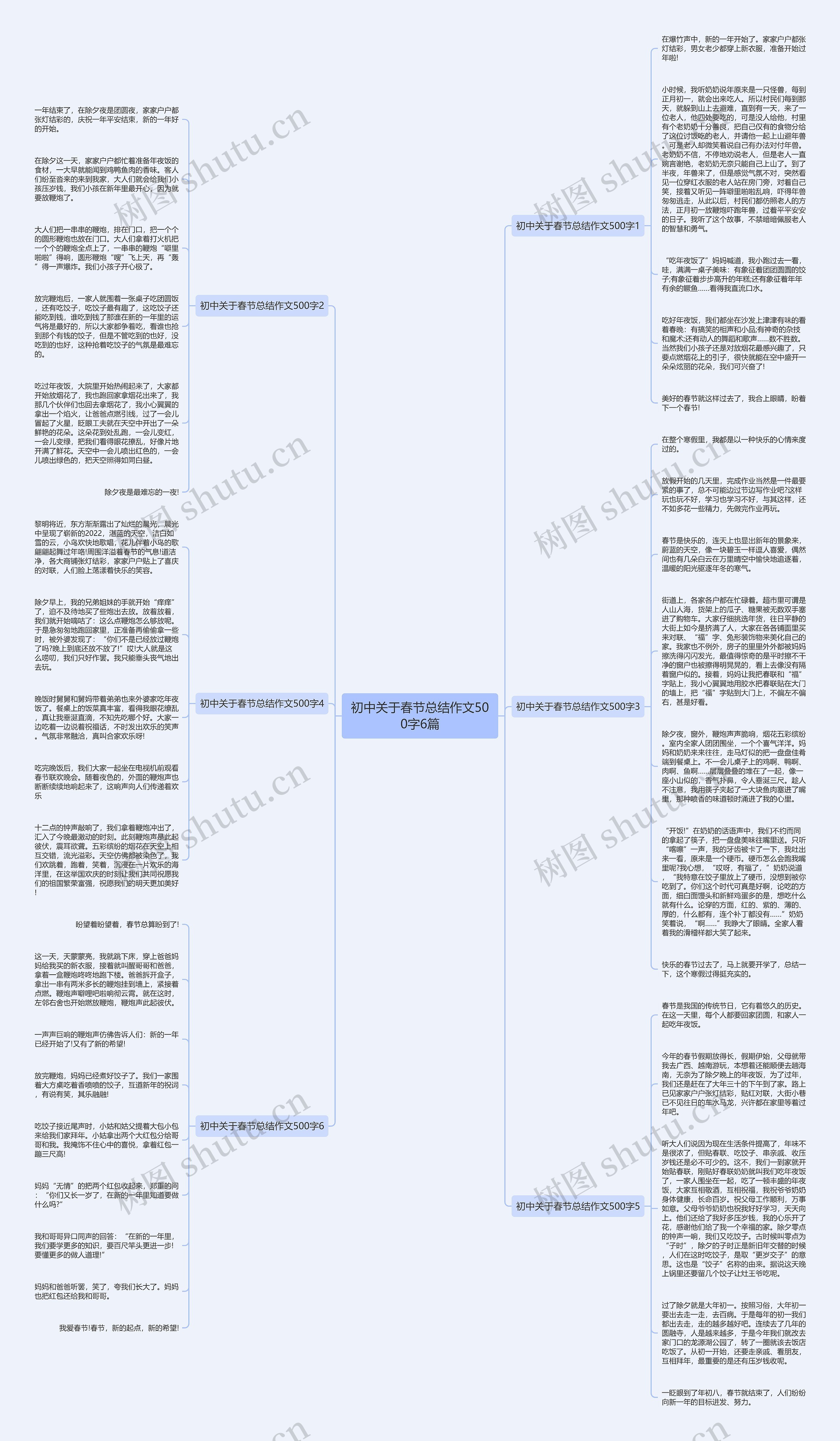 初中关于春节总结作文500字6篇思维导图