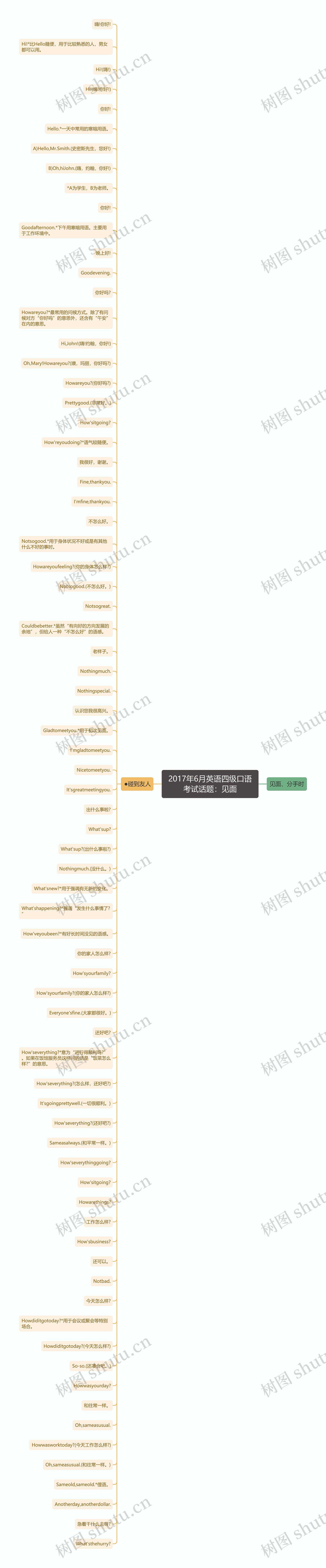 2017年6月英语四级口语考试话题：见面思维导图