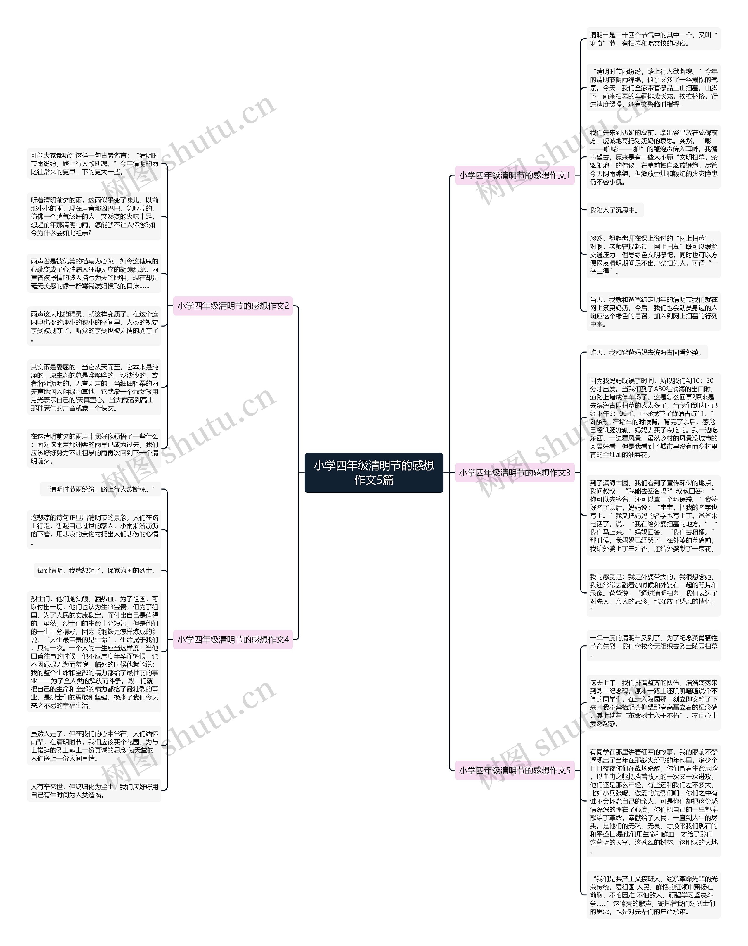 小学四年级清明节的感想作文5篇思维导图