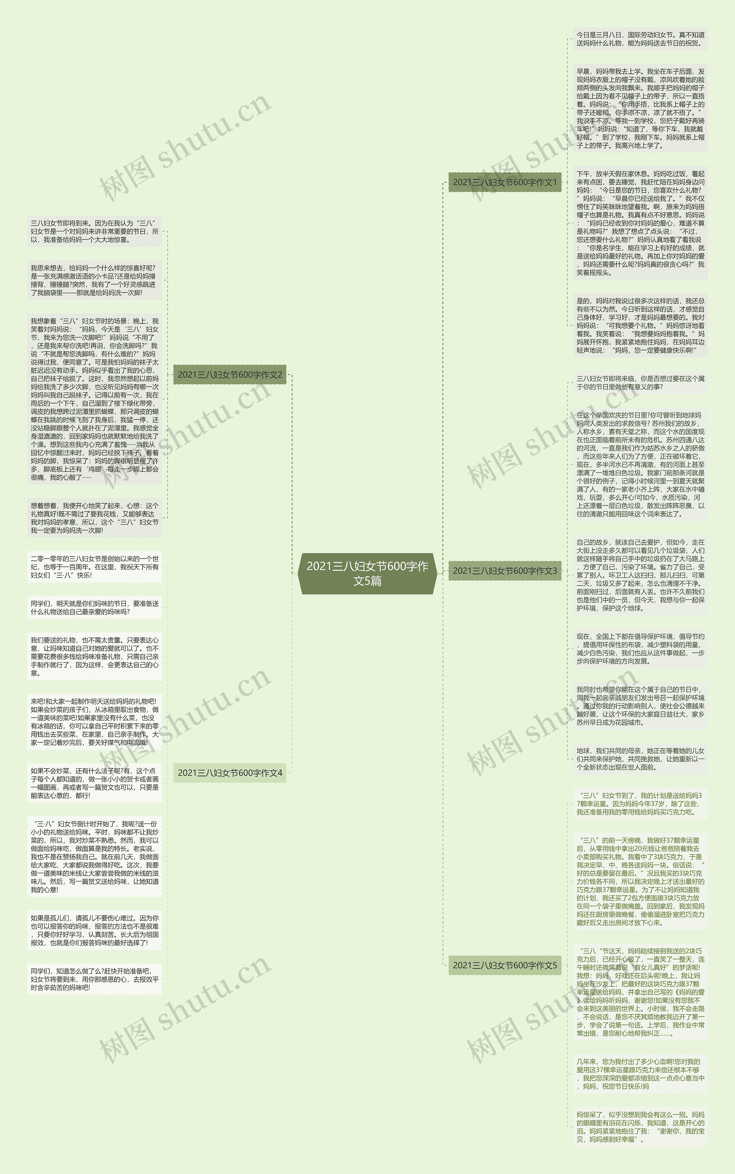2021三八妇女节600字作文5篇思维导图