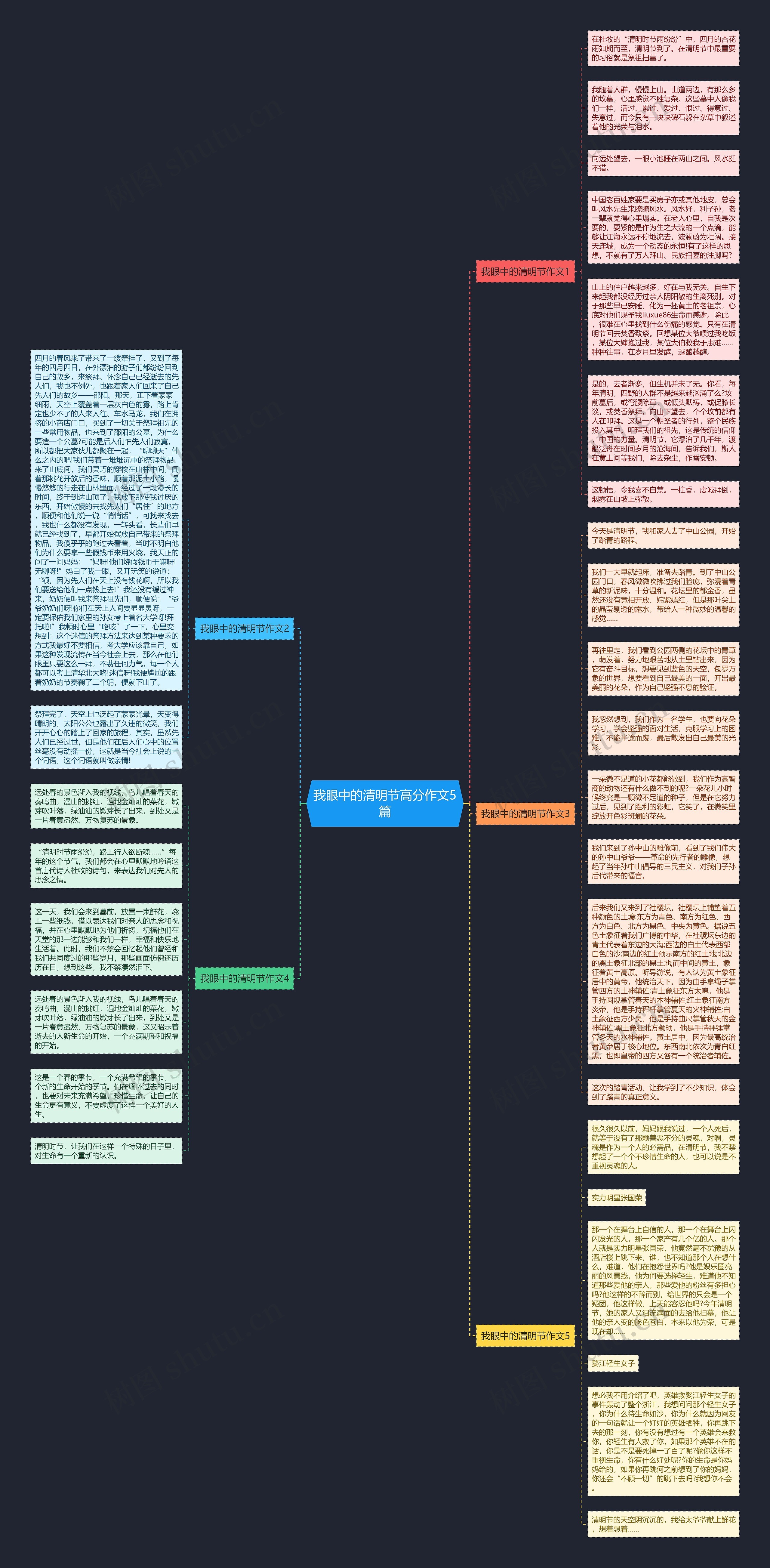 我眼中的清明节高分作文5篇思维导图