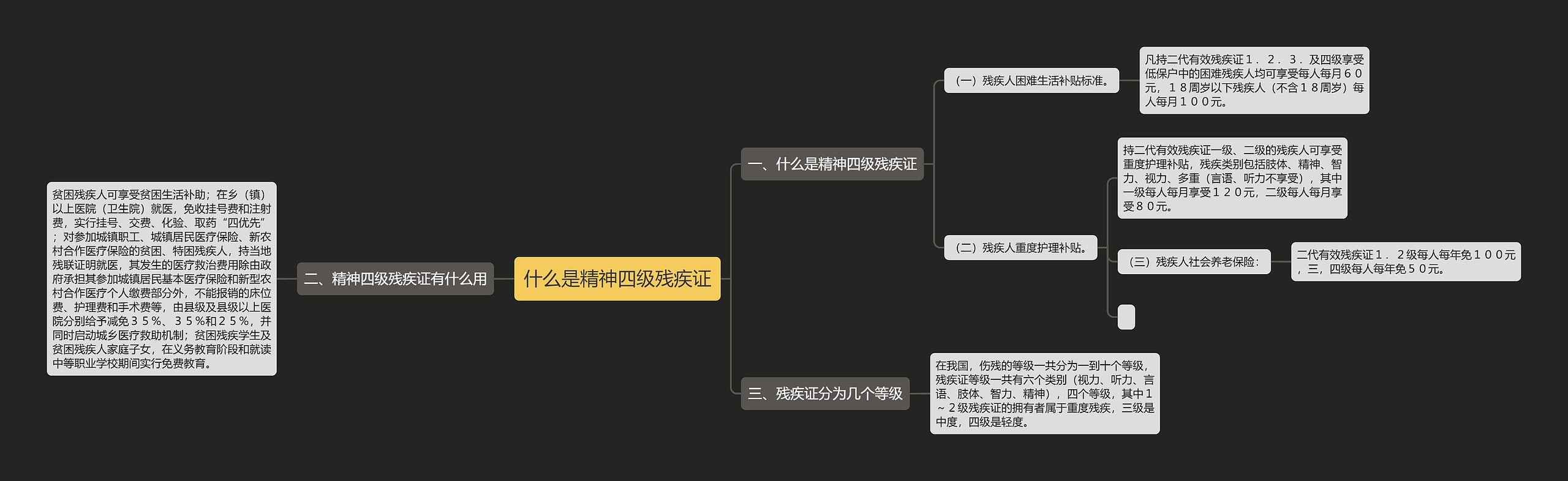 什么是精神四级残疾证思维导图