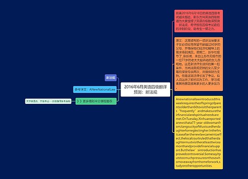 2016年6月英语四级翻译预测：新法规