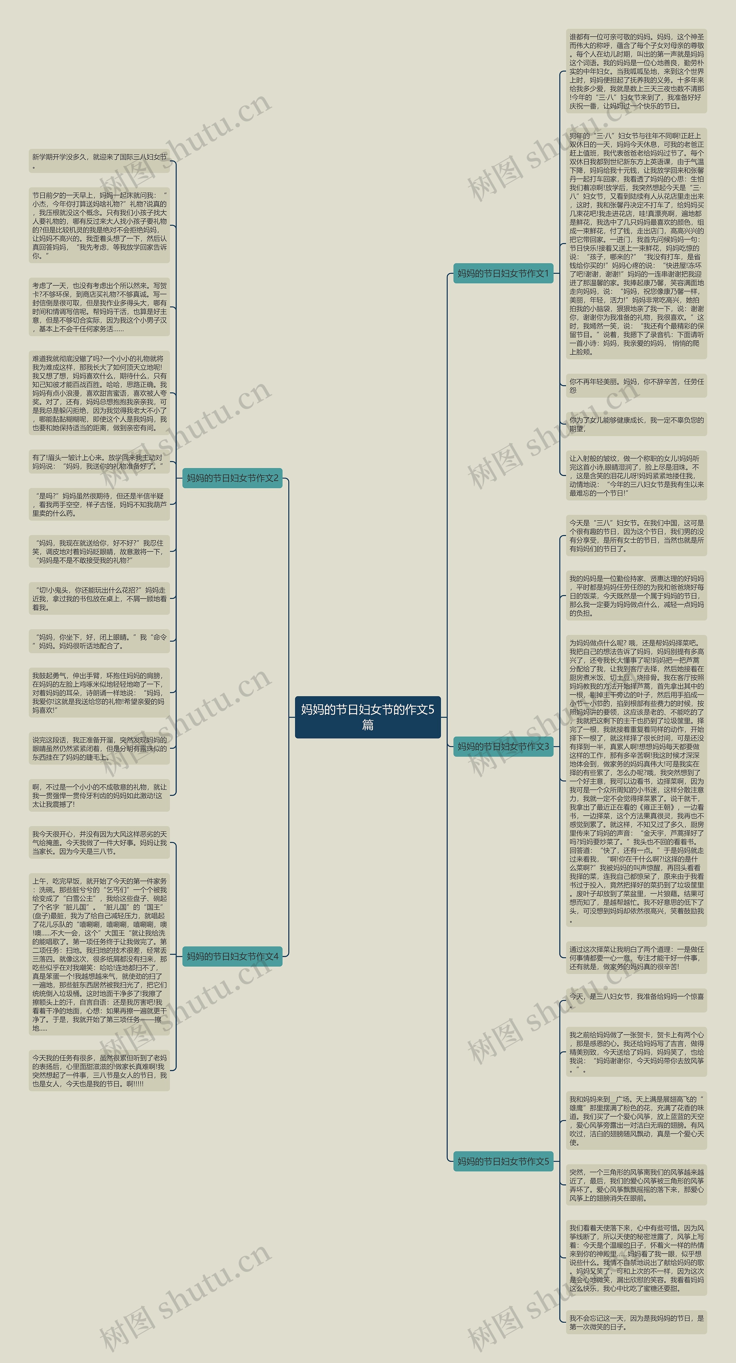 妈妈的节日妇女节的作文5篇思维导图