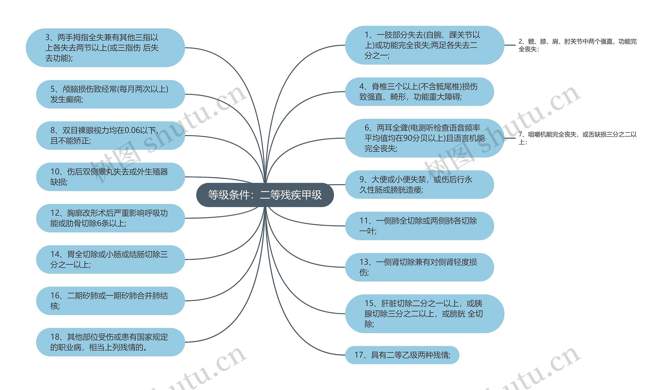 等级条件：二等残疾甲级