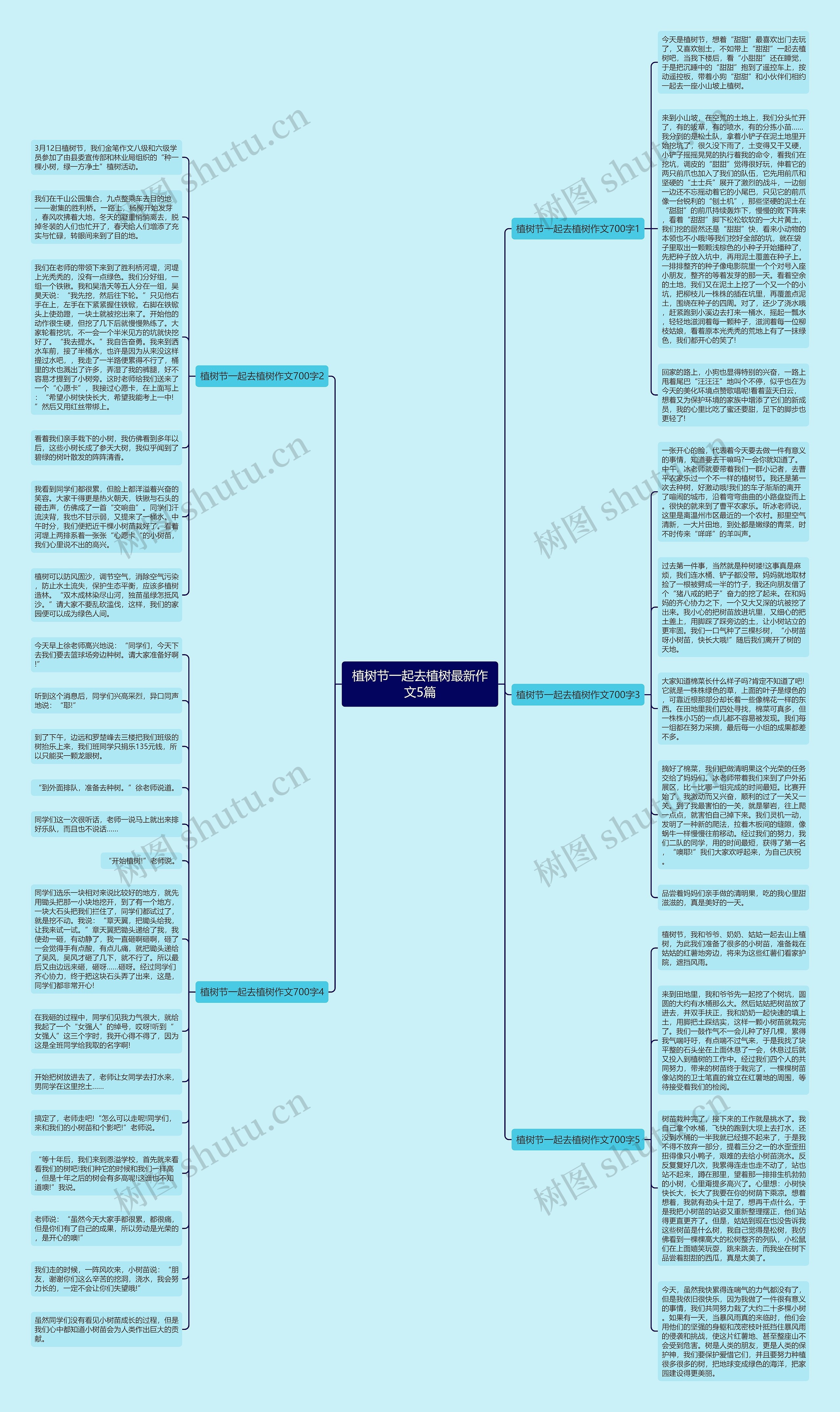 植树节一起去植树最新作文5篇思维导图