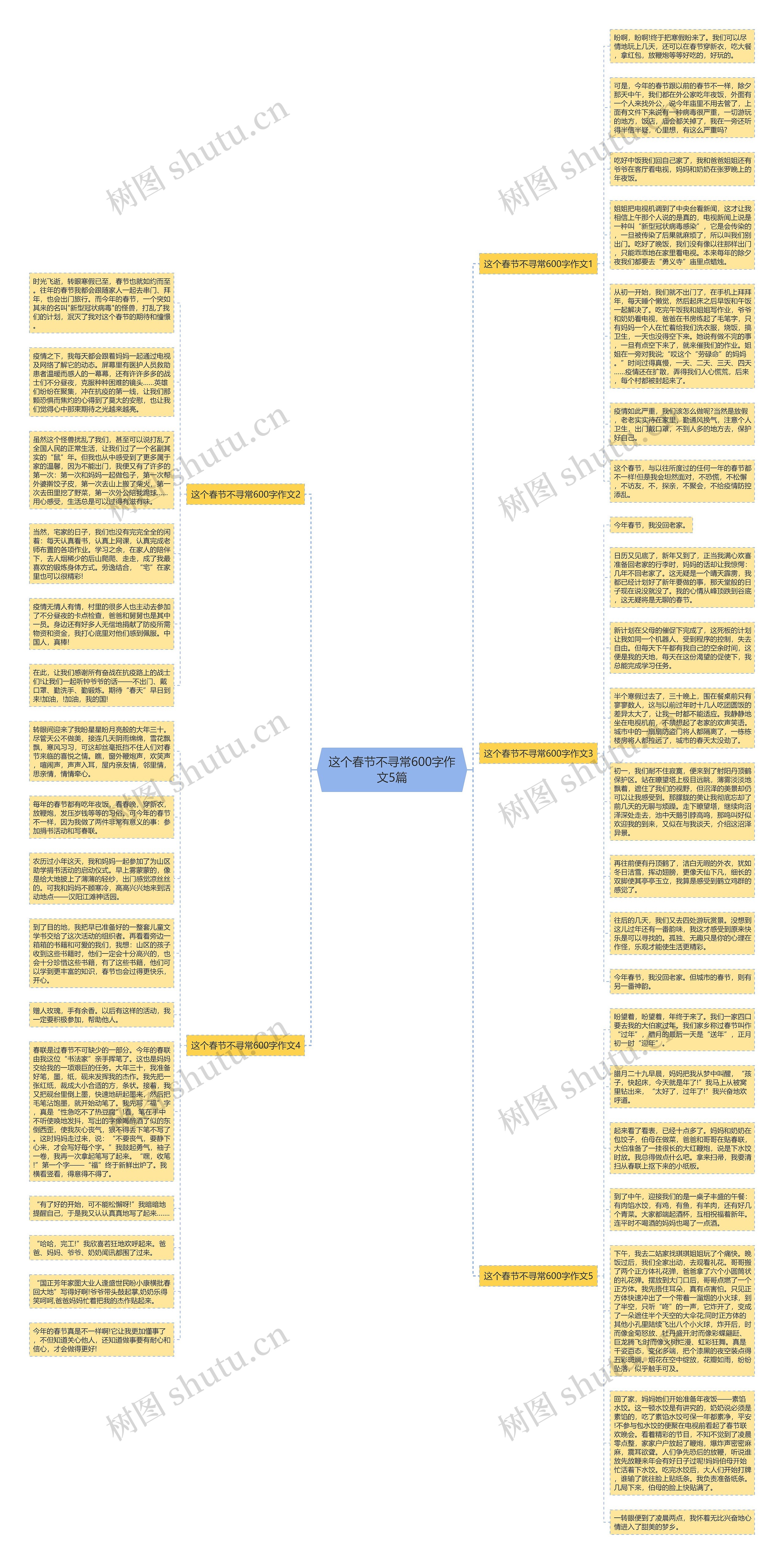 这个春节不寻常600字作文5篇思维导图