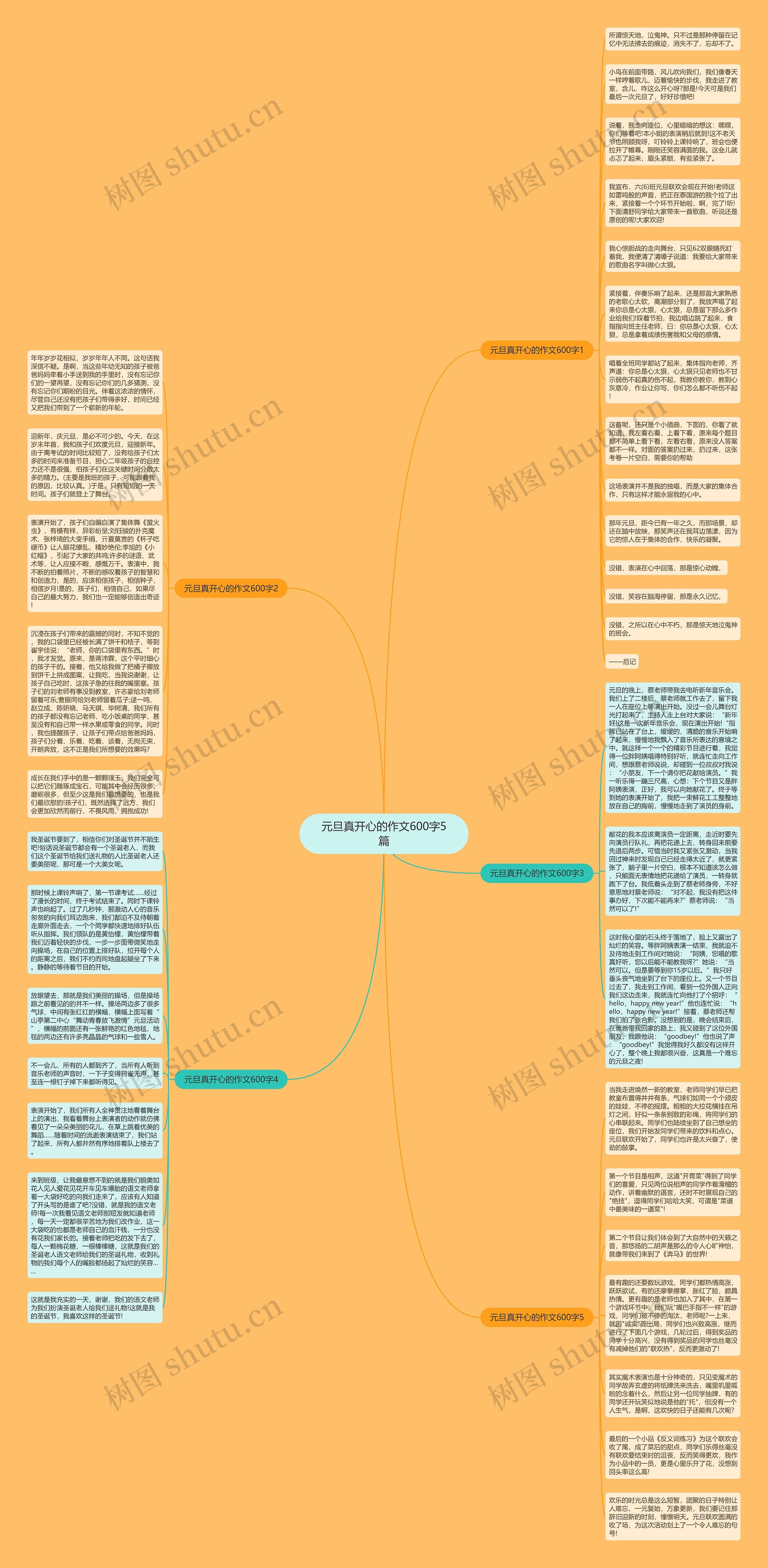元旦真开心的作文600字5篇思维导图