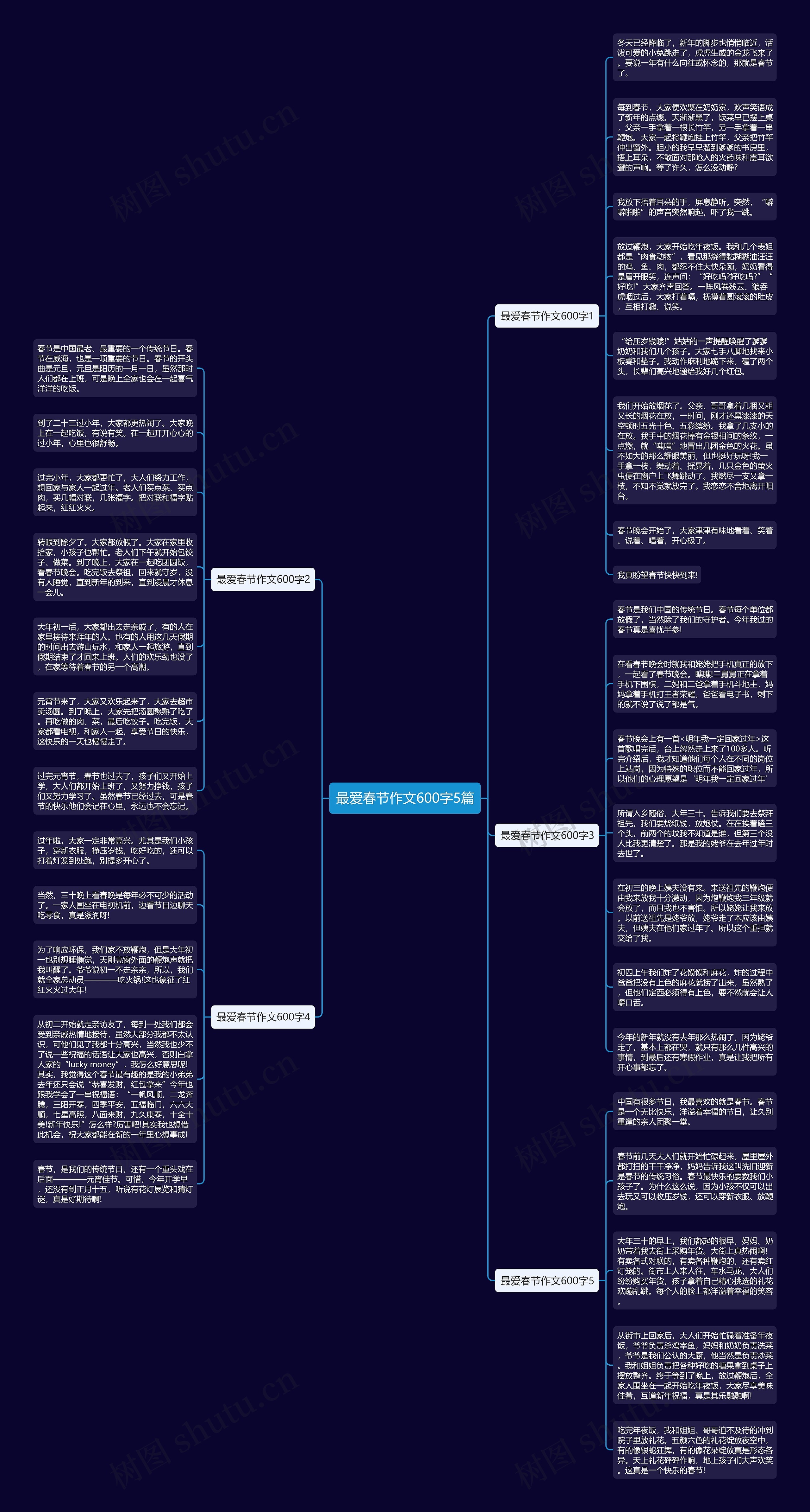 最爱春节作文600字5篇思维导图
