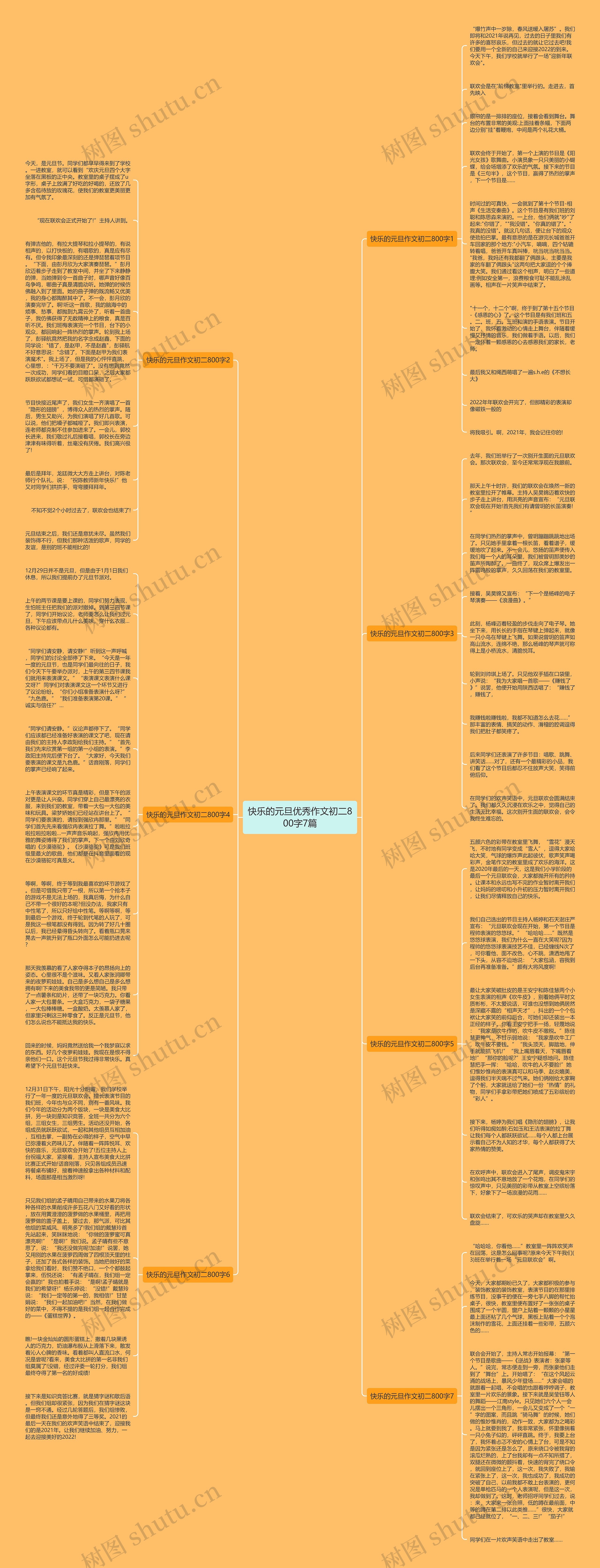 快乐的元旦优秀作文初二800字7篇思维导图