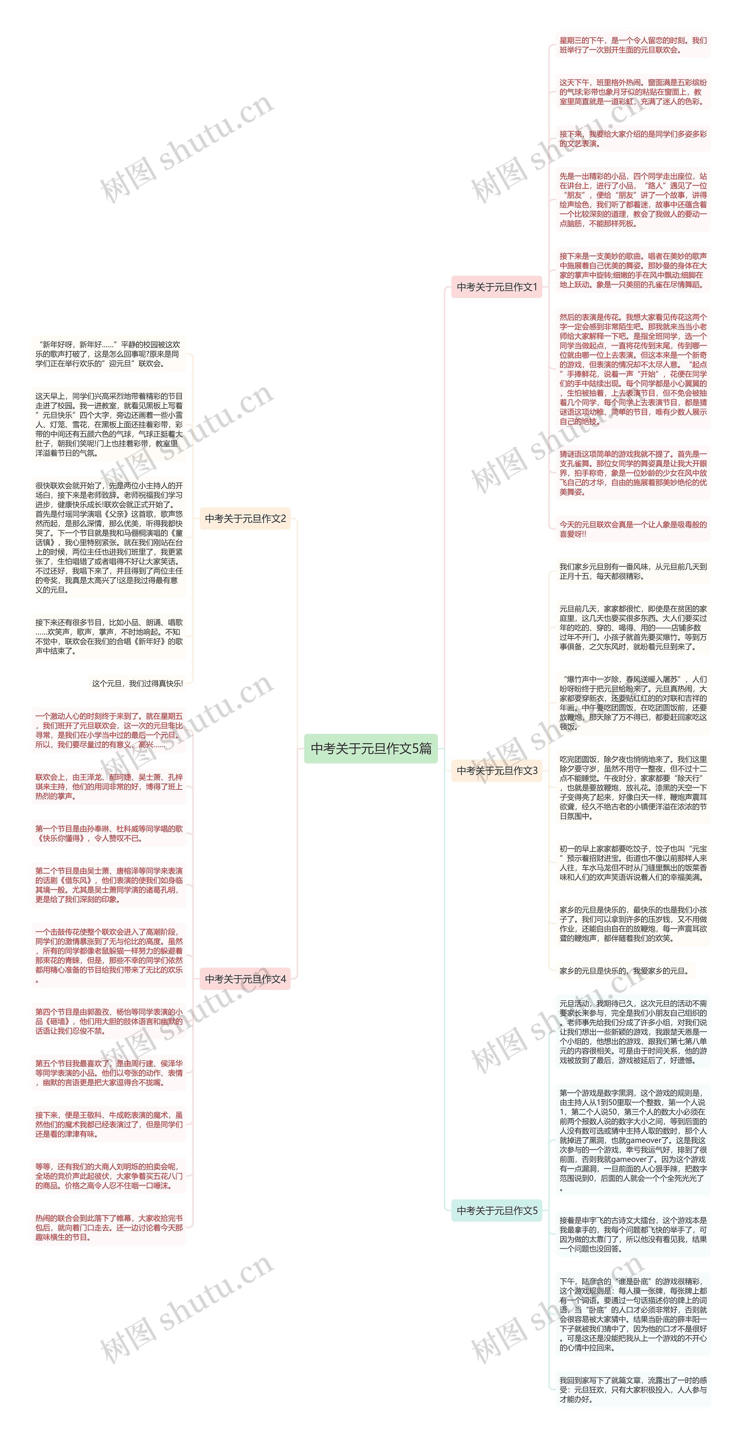 中考关于元旦作文5篇思维导图