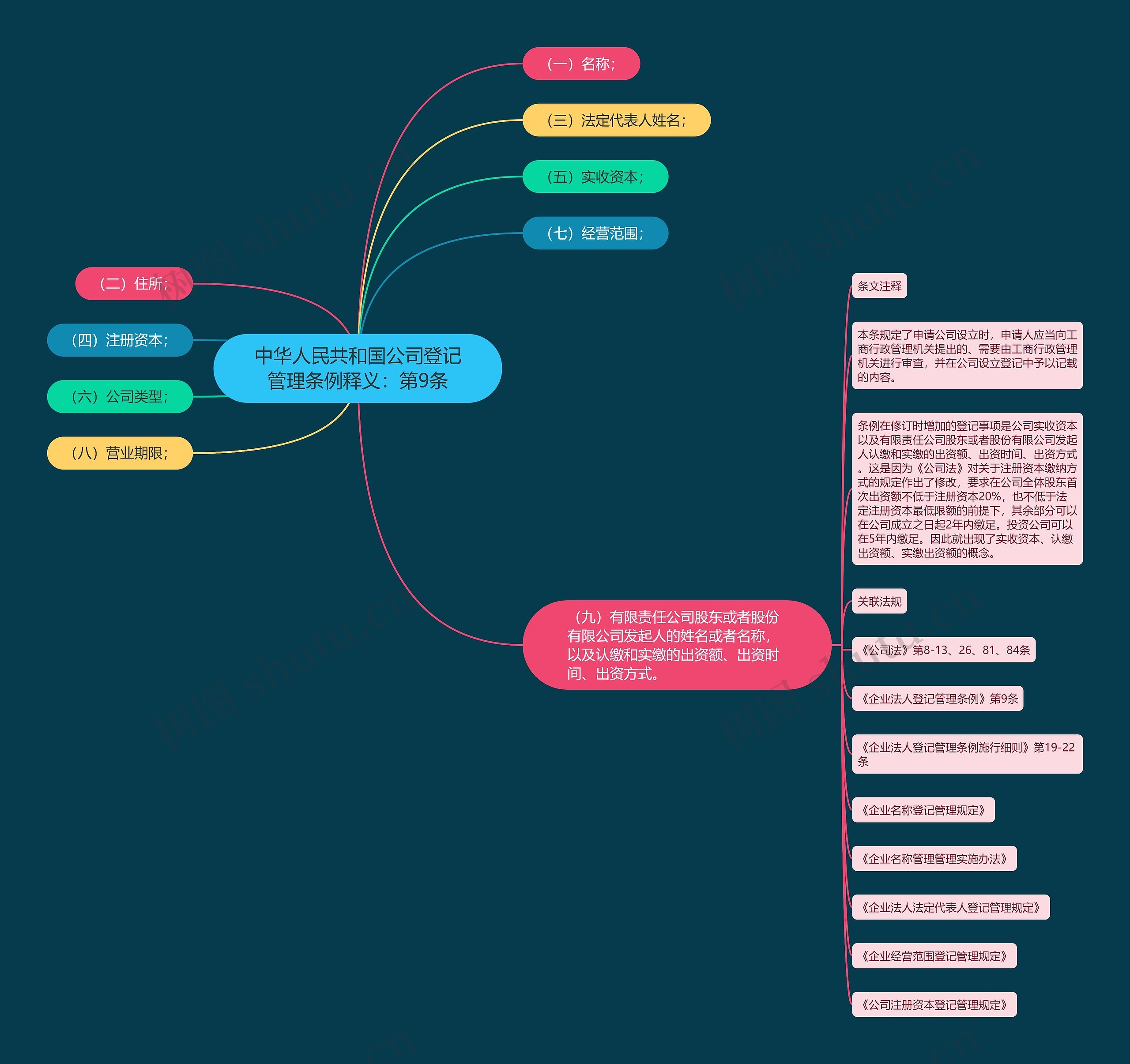 中华人民共和国公司登记管理条例释义：第9条思维导图