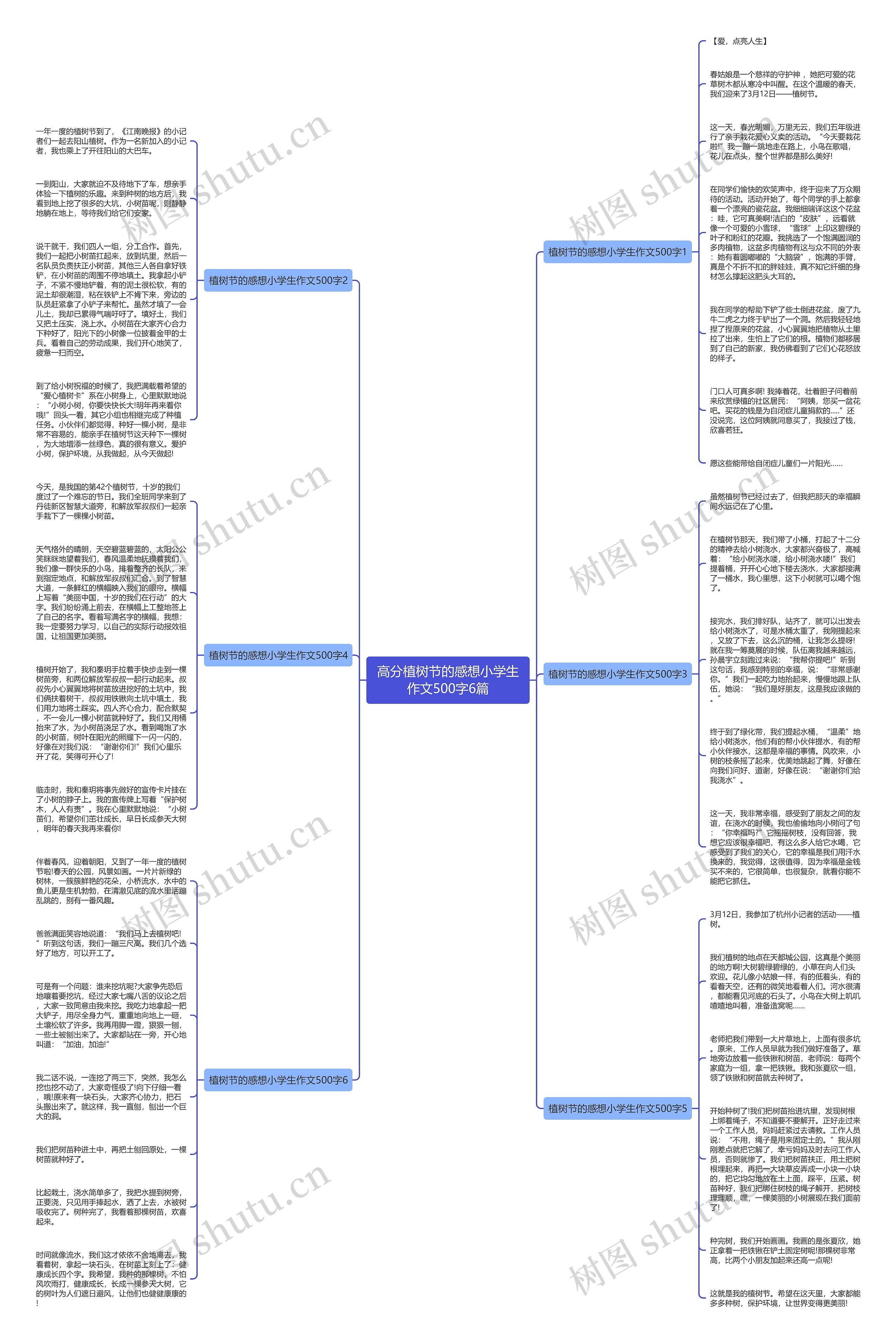 高分植树节的感想小学生作文500字6篇思维导图