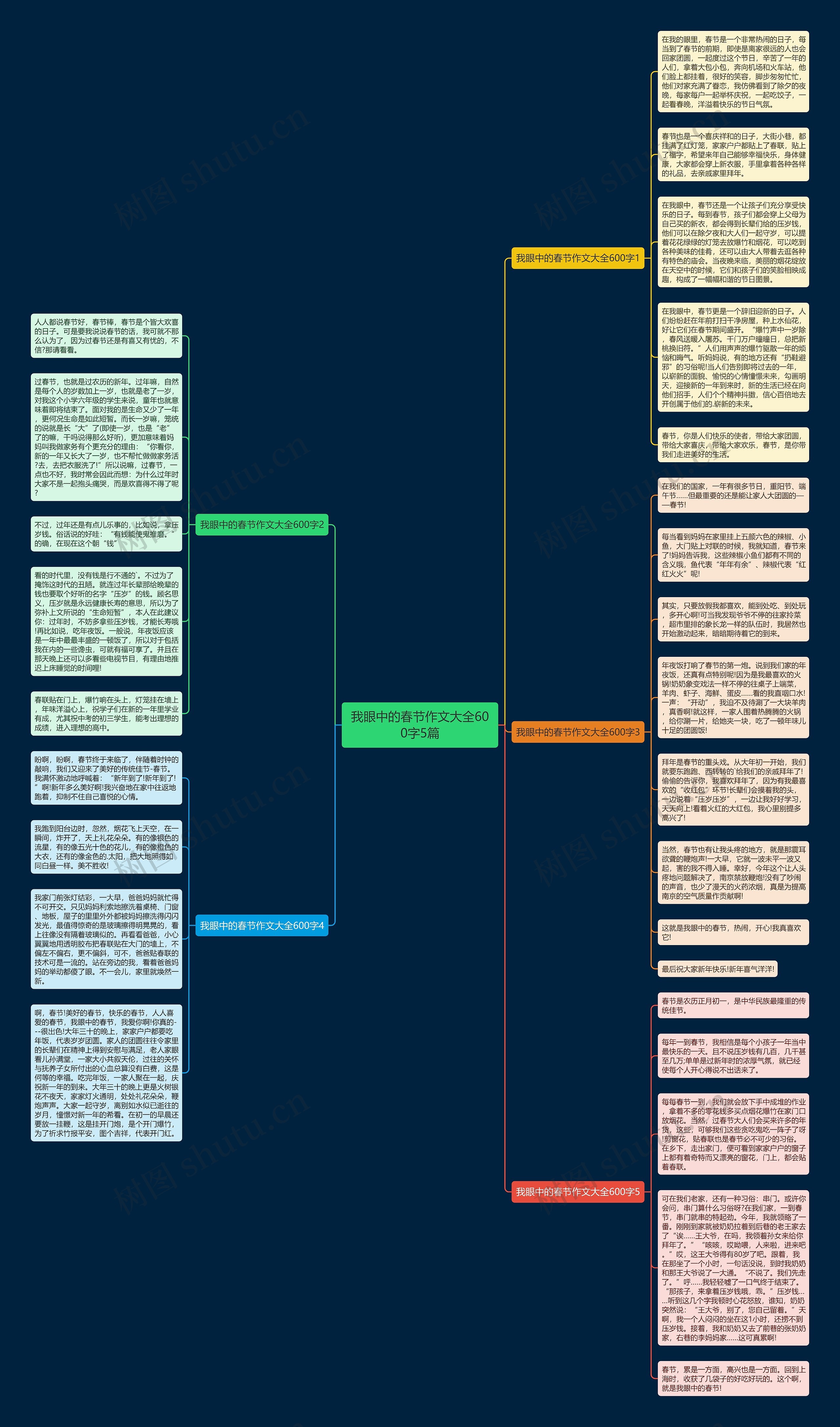我眼中的春节作文大全600字5篇思维导图