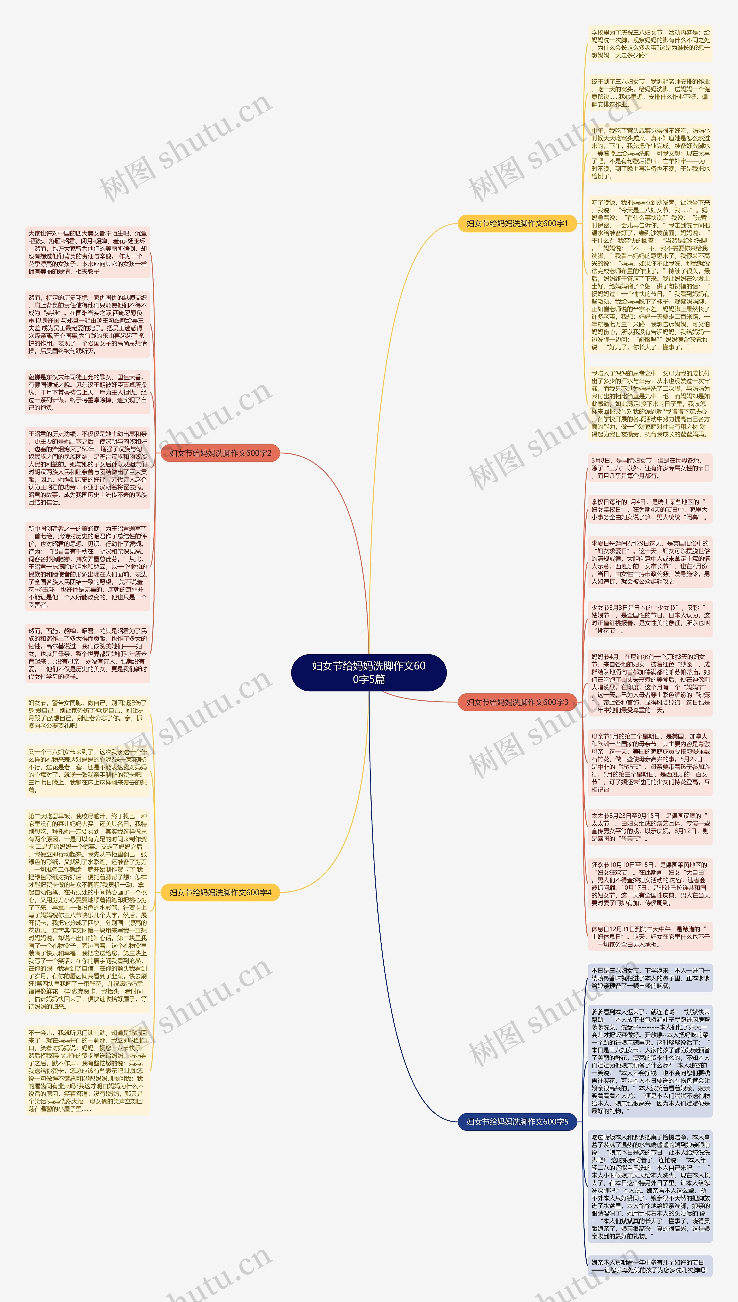 妇女节给妈妈洗脚作文600字5篇思维导图