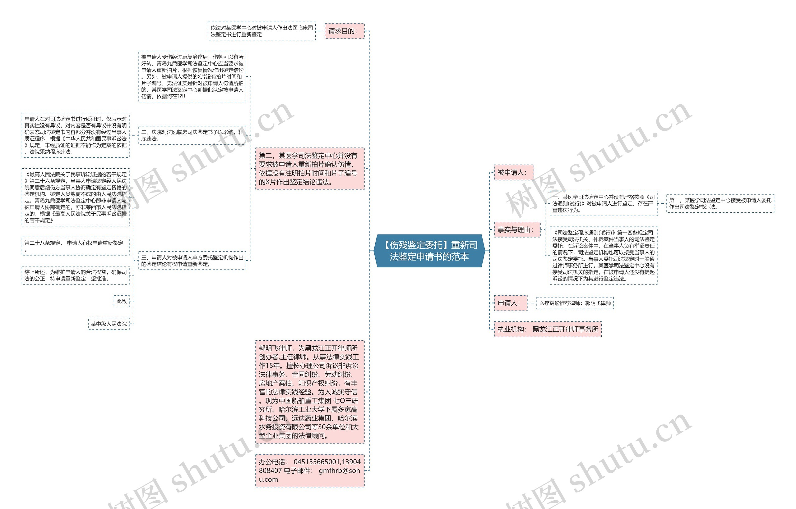 【伤残鉴定委托】重新司法鉴定申请书的范本思维导图