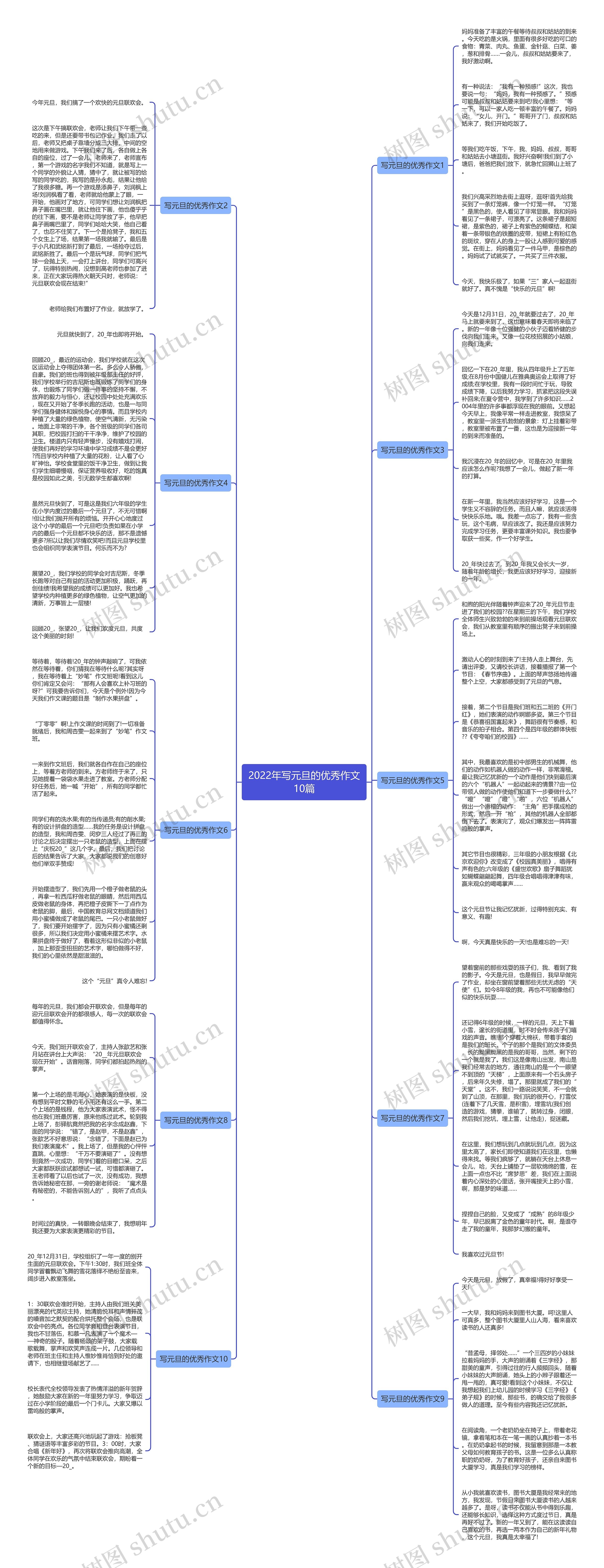 2022年写元旦的优秀作文10篇思维导图